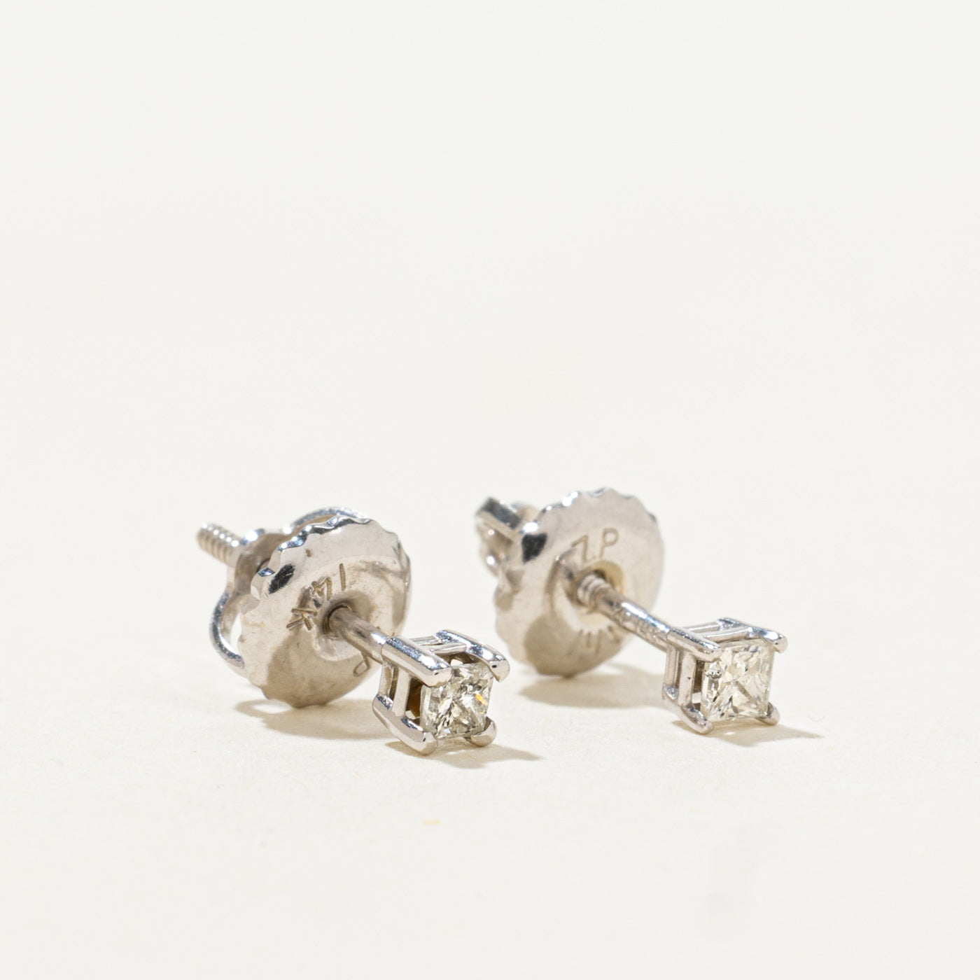 14k Princess Cut Diamond Stud Earrings | 0.08ctw
