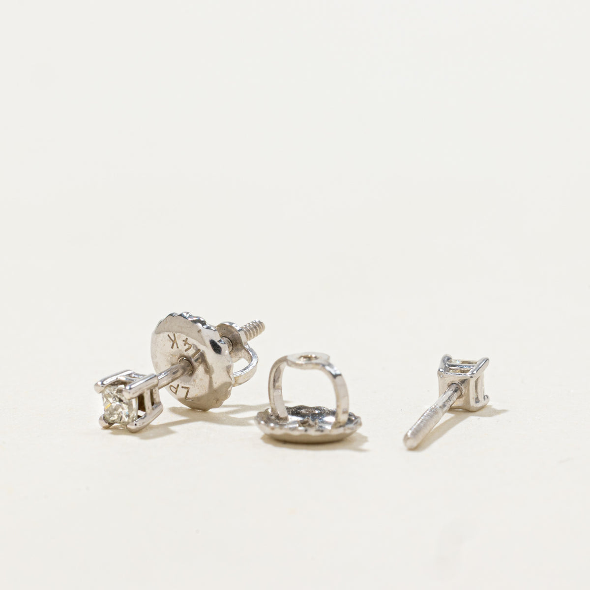 14k Princess Cut Diamond Stud Earrings | 0.08ctw