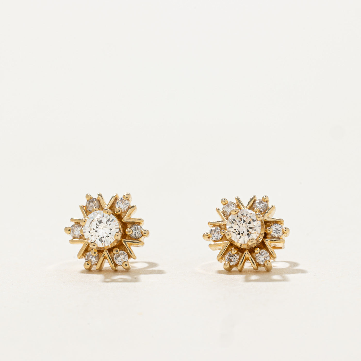 14k Diamond Petal Cluster Stud & Jacket Earrings | 0.30ctw