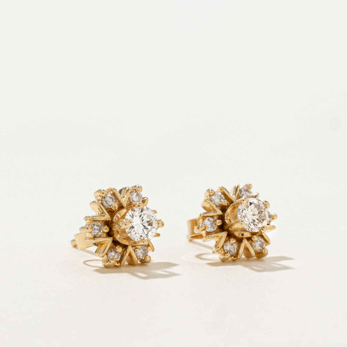 14k Diamond Petal Cluster Stud & Jacket Earrings | 0.30ctw