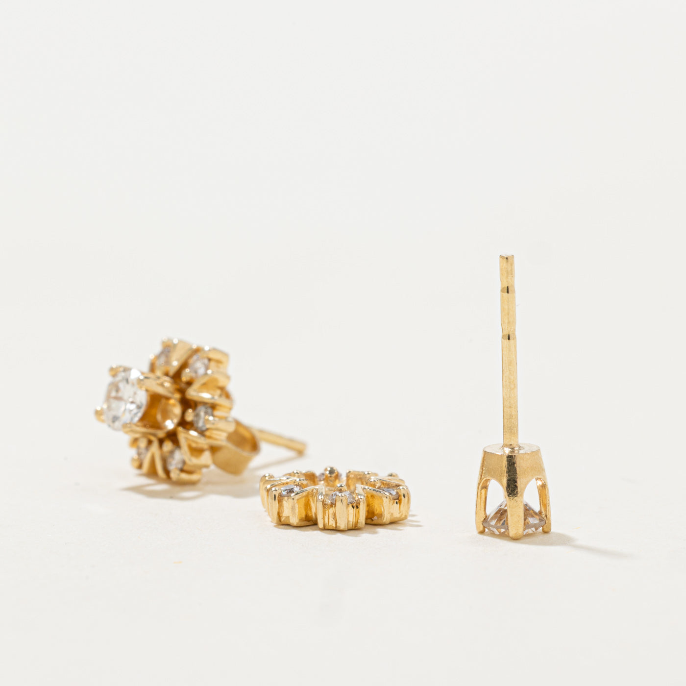 14k Diamond Petal Cluster Stud & Jacket Earrings | 0.30ctw