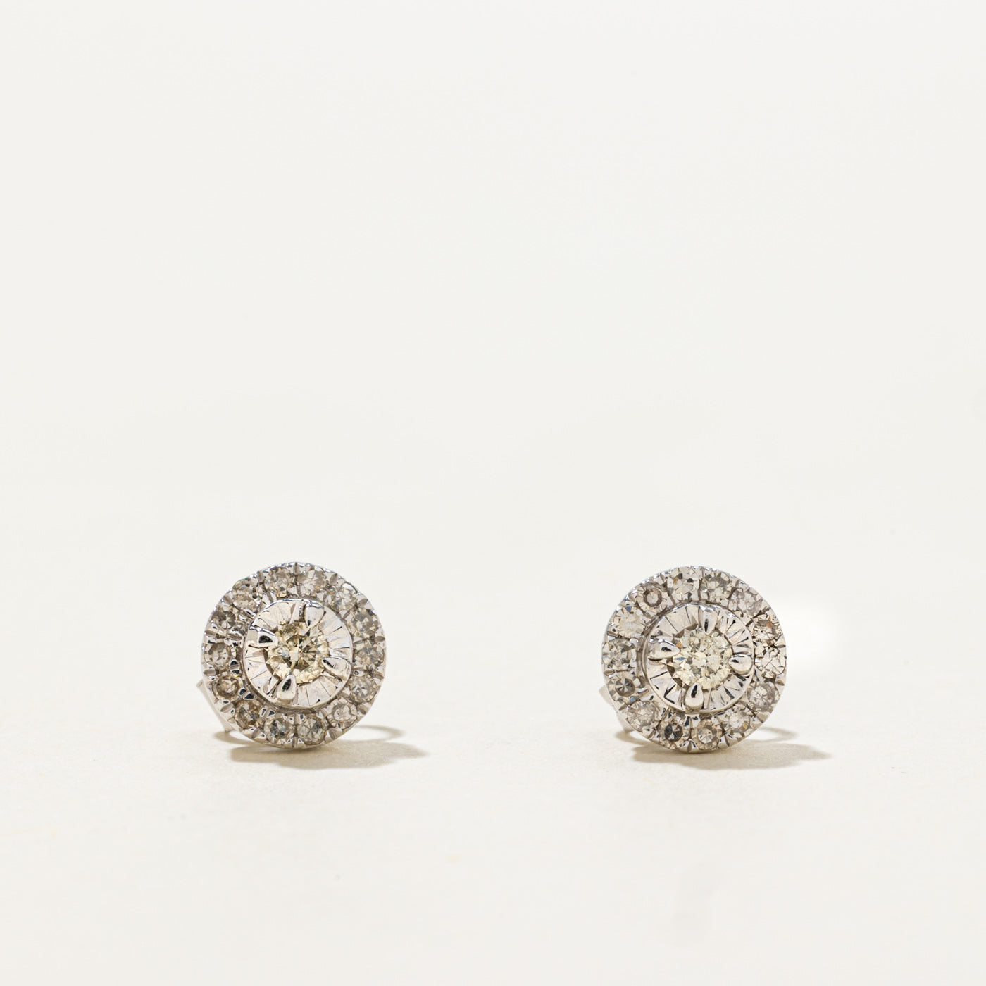 10k Illusion Set Diamond Halo Stud Earrings | 0.21ctw