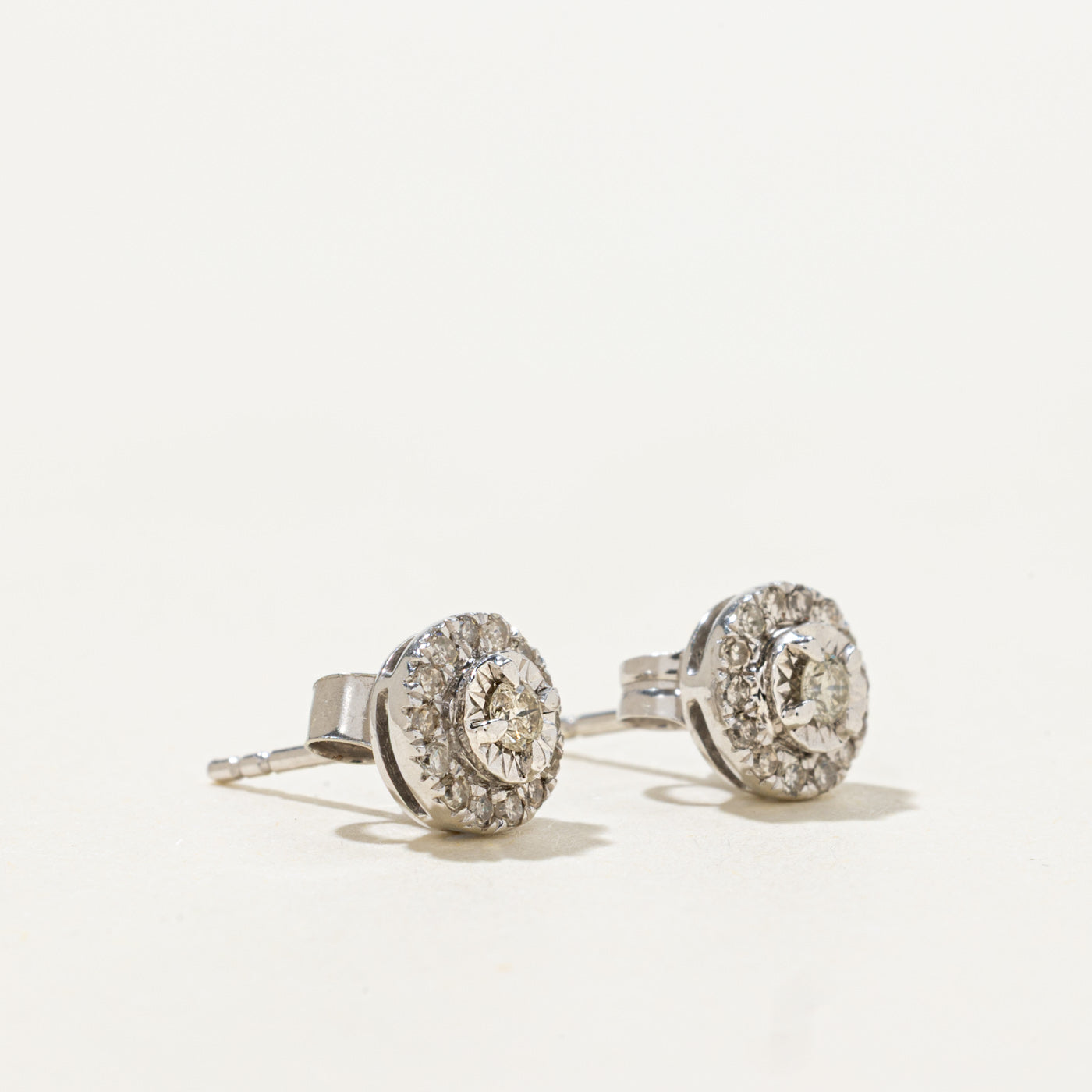 10k Illusion Set Diamond Halo Stud Earrings | 0.21ctw