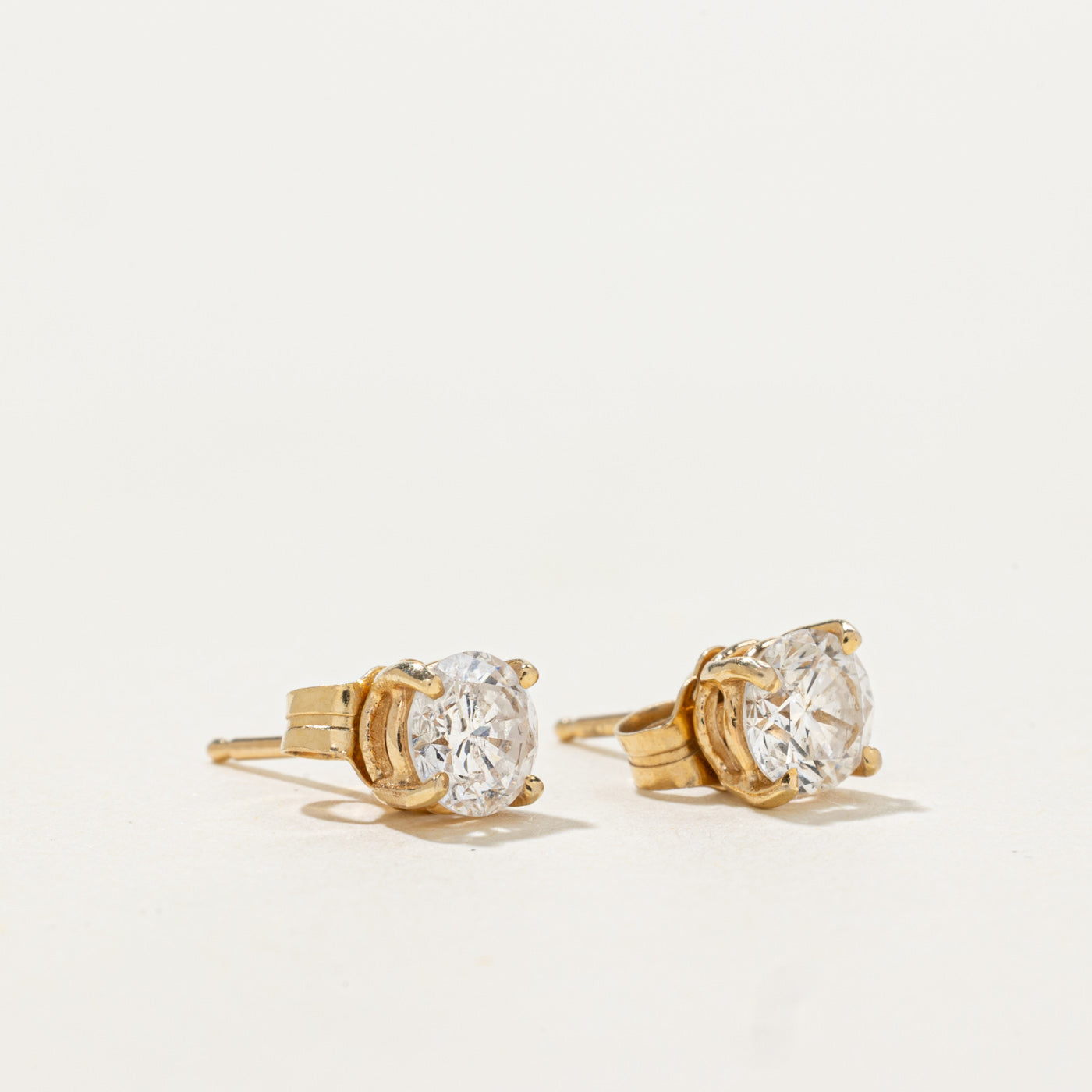 14k Solitaire Diamond Stud Earrings | 0.86ct I1/I2 H/I