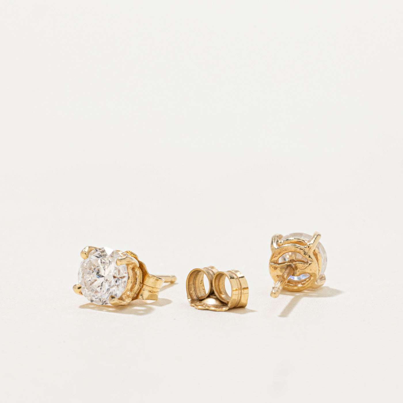 14k Solitaire Diamond Stud Earrings | 0.86ct I1/I2 H/I
