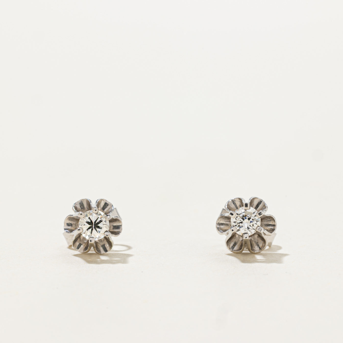 14k Belcher Set Diamond Petite Stud Earrings | 0.30ctw