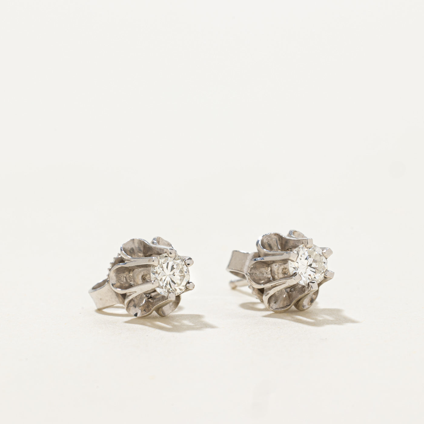 14k Belcher Set Diamond Petite Stud Earrings | 0.30ctw