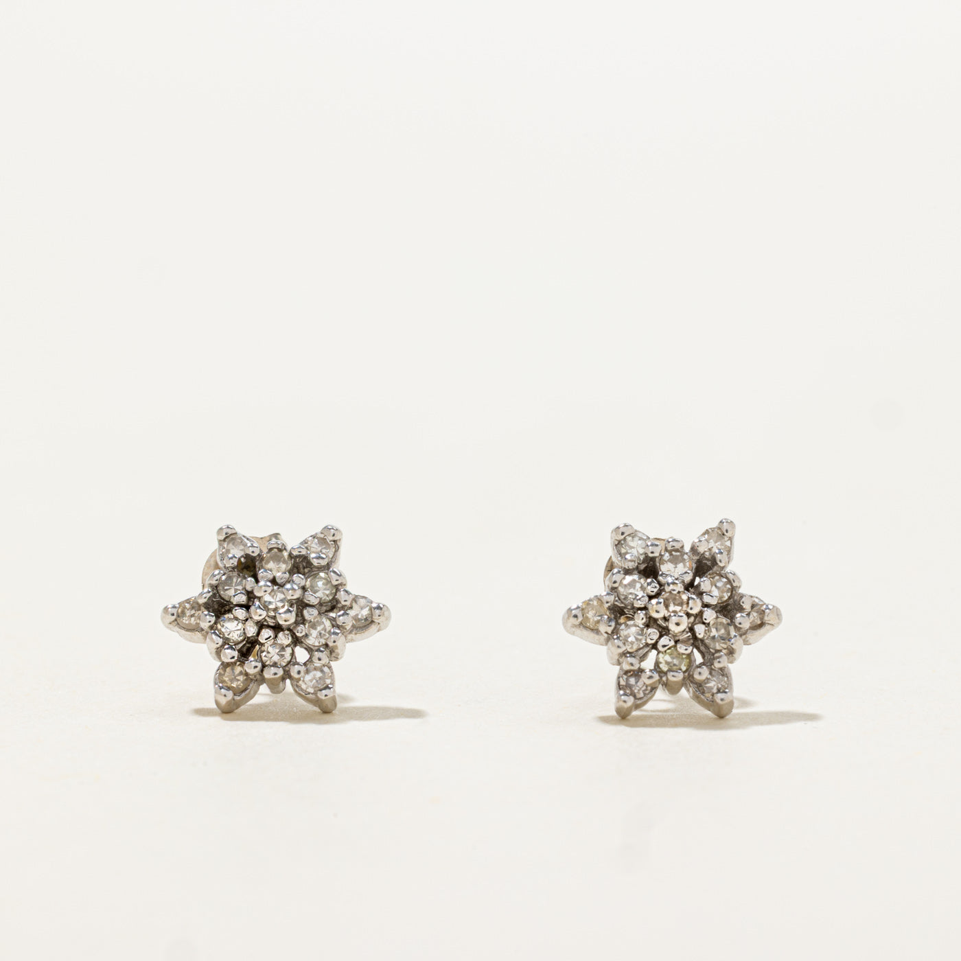 14k Diamond Petal Cluster Stud Earrings | 0.13ctw