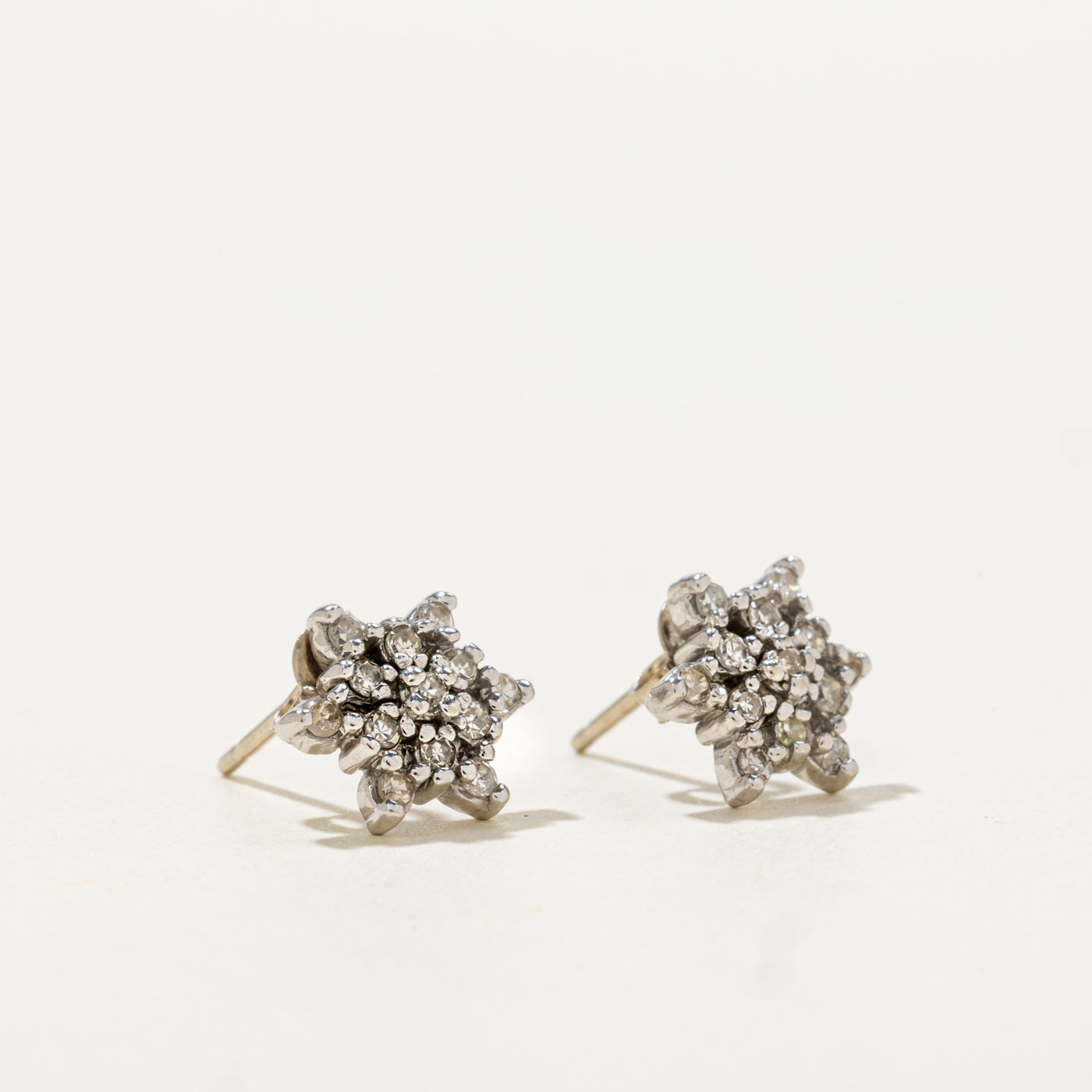 14k Diamond Petal Cluster Stud Earrings | 0.13ctw