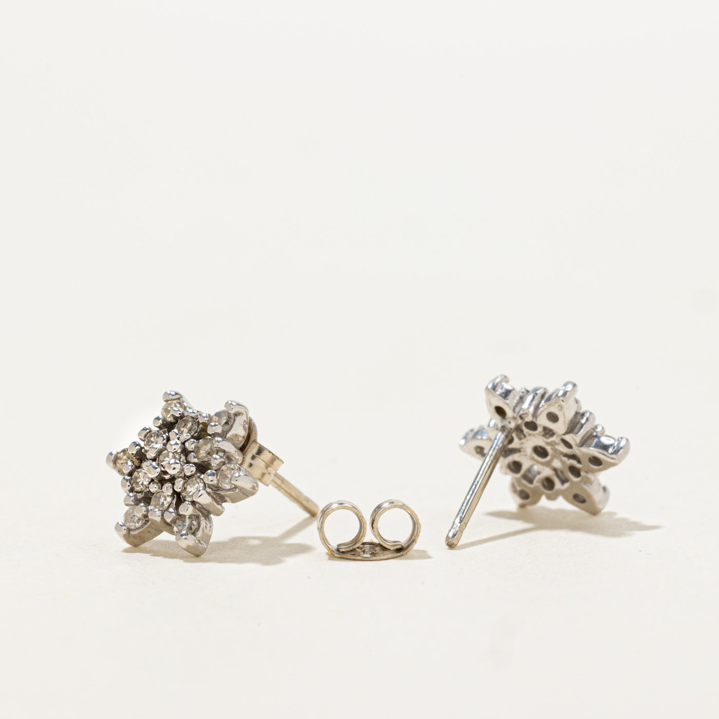 14k Diamond Petal Cluster Stud Earrings | 0.13ctw