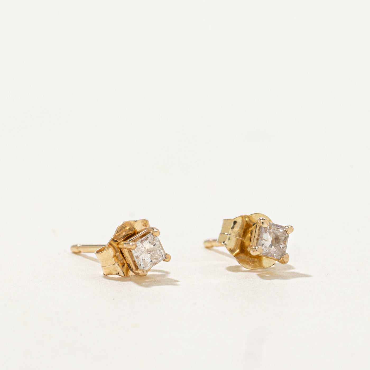 14k Princess Cut Diamond Stud Earrings | 0.10ctw