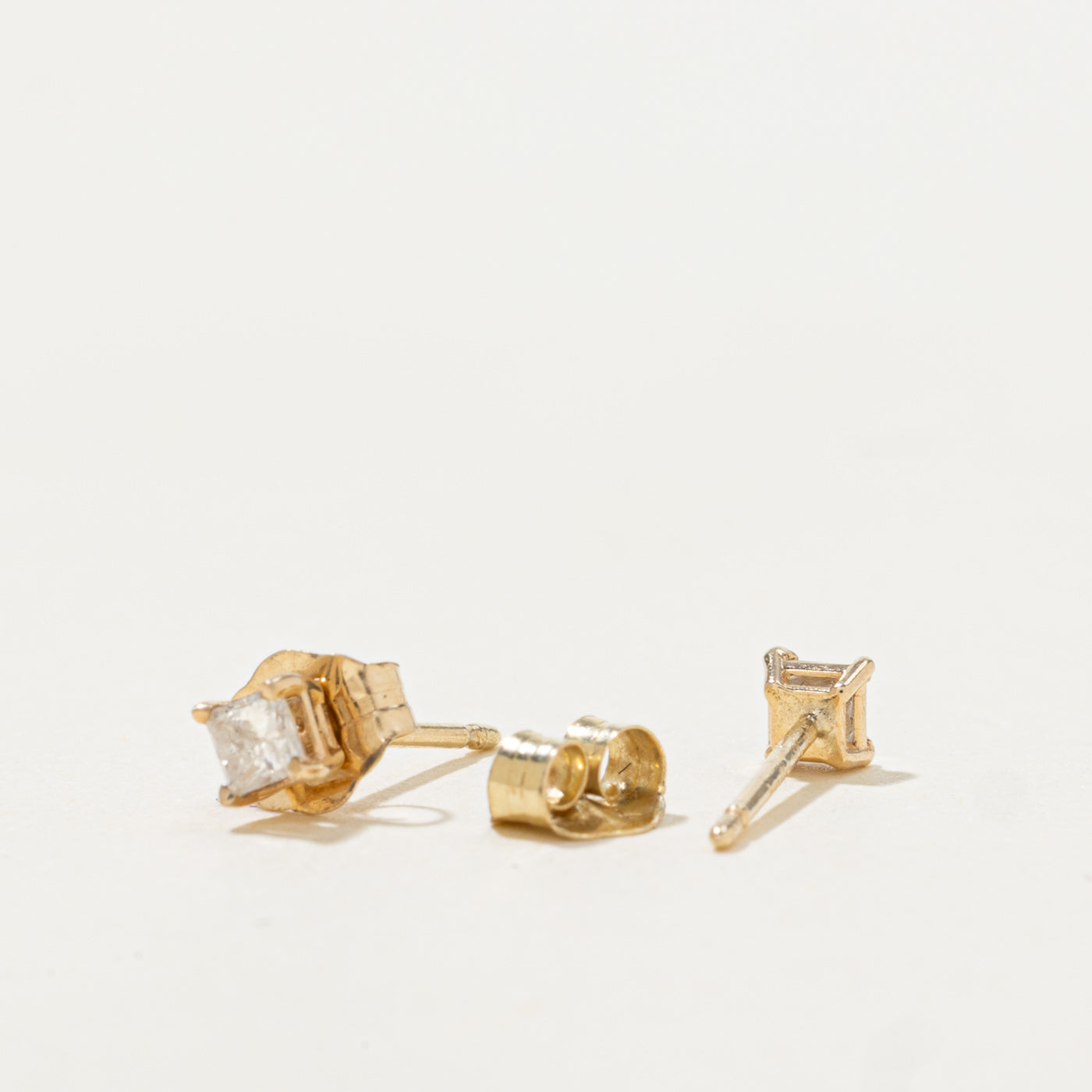 14k Princess Cut Diamond Stud Earrings | 0.10ctw