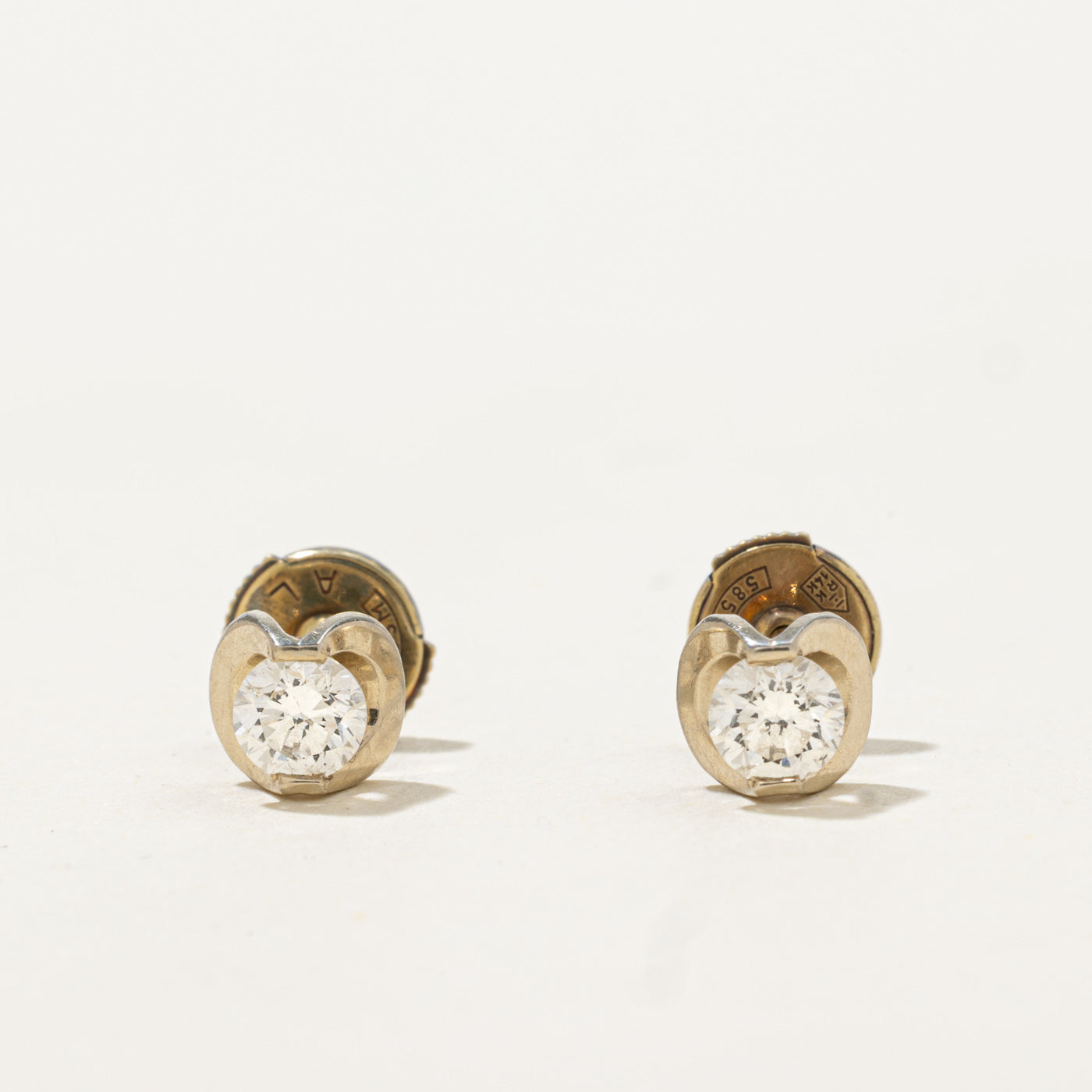 14k Tension Set Diamond Stud Earrings | 0.49ctw SI2/I1 G/H