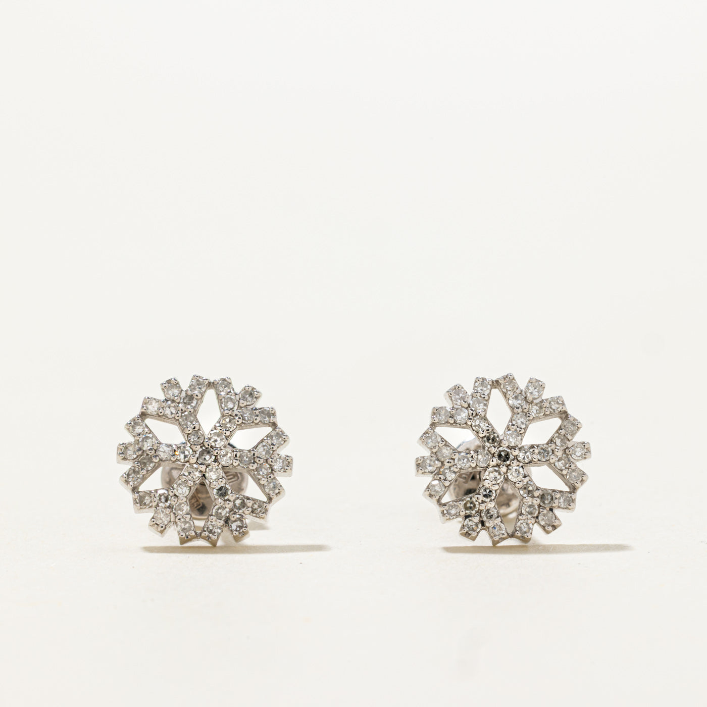 18k Diamond Snowflake Stud Earrings | 0.18ctw