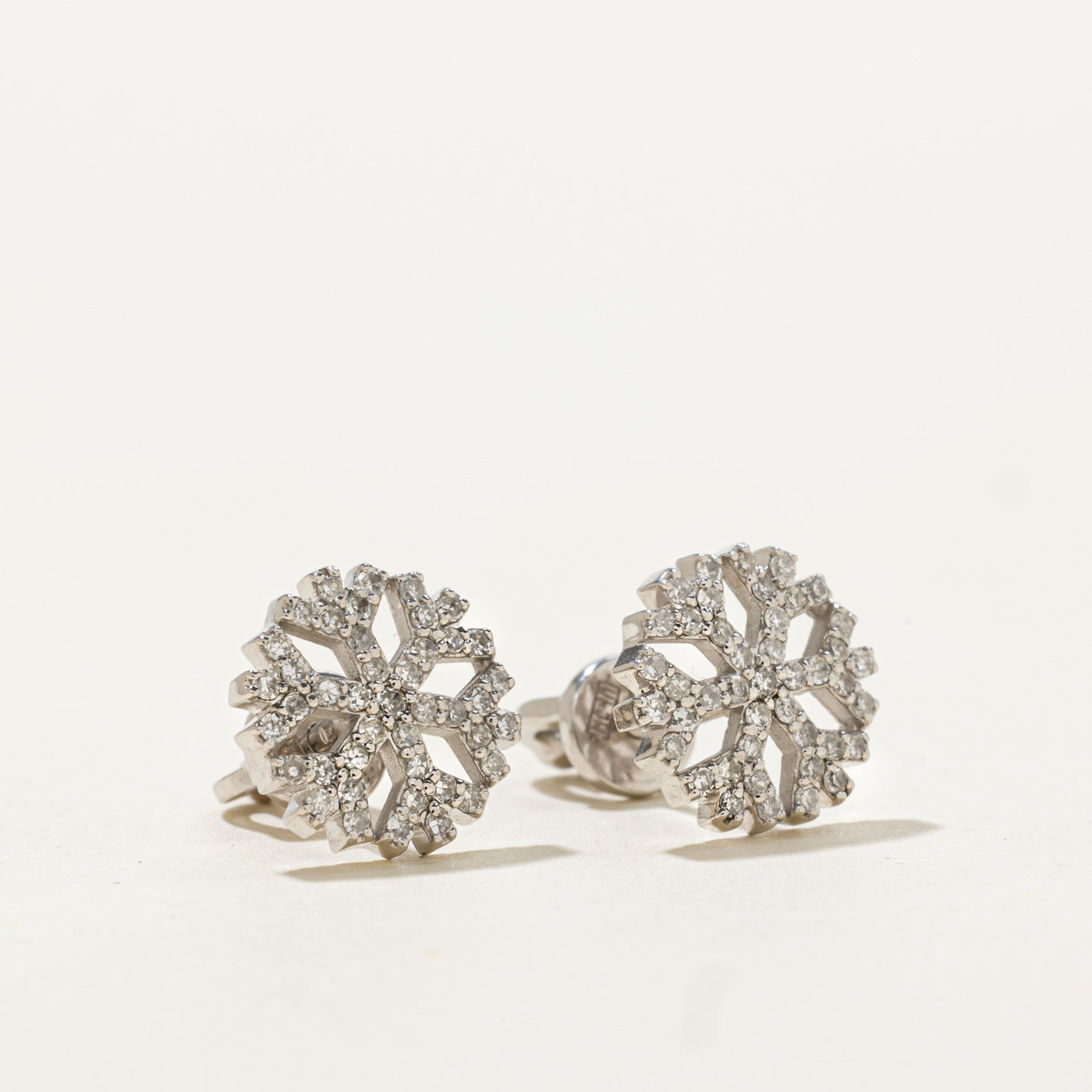 18k Diamond Snowflake Stud Earrings | 0.18ctw