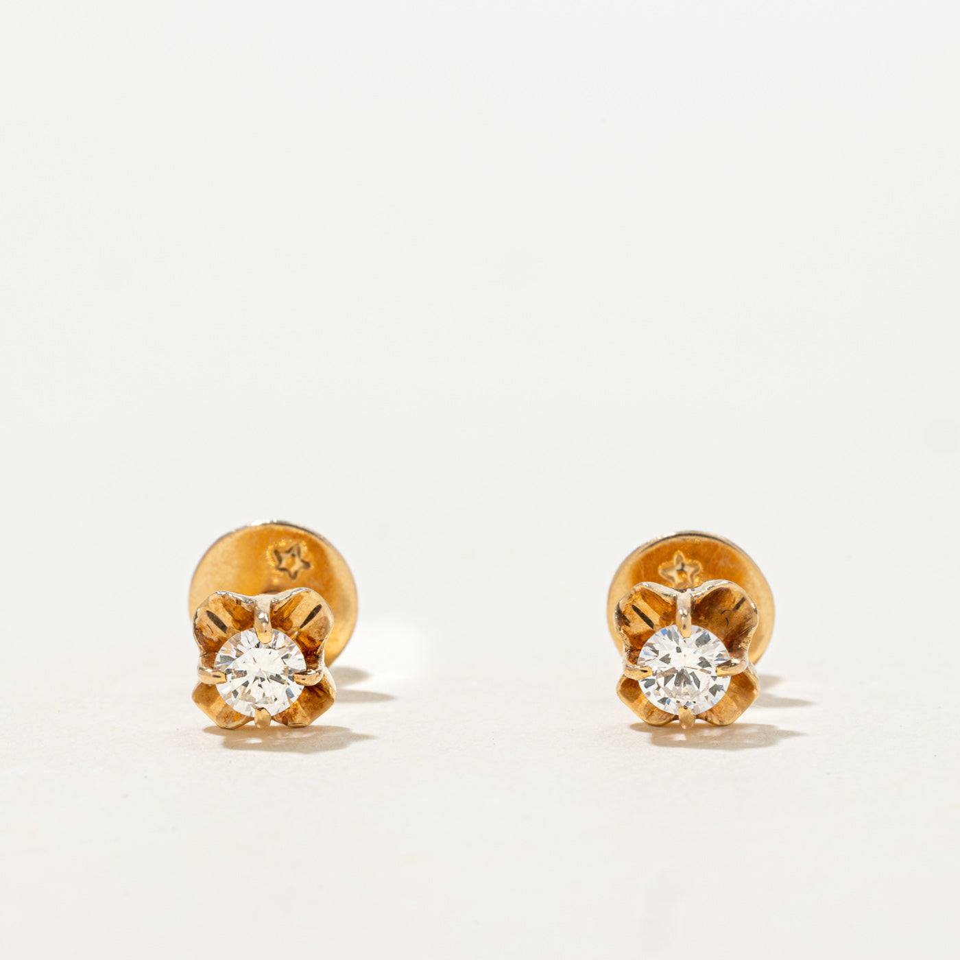 18k Belcher Set Diamond Stud Earrings | 0.32ctw