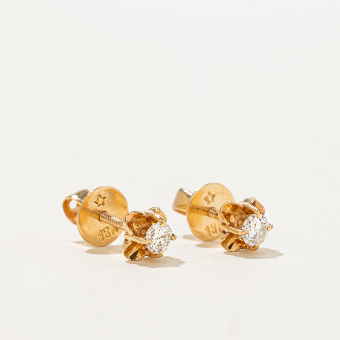 18k Belcher Set Diamond Stud Earrings | 0.32ctw