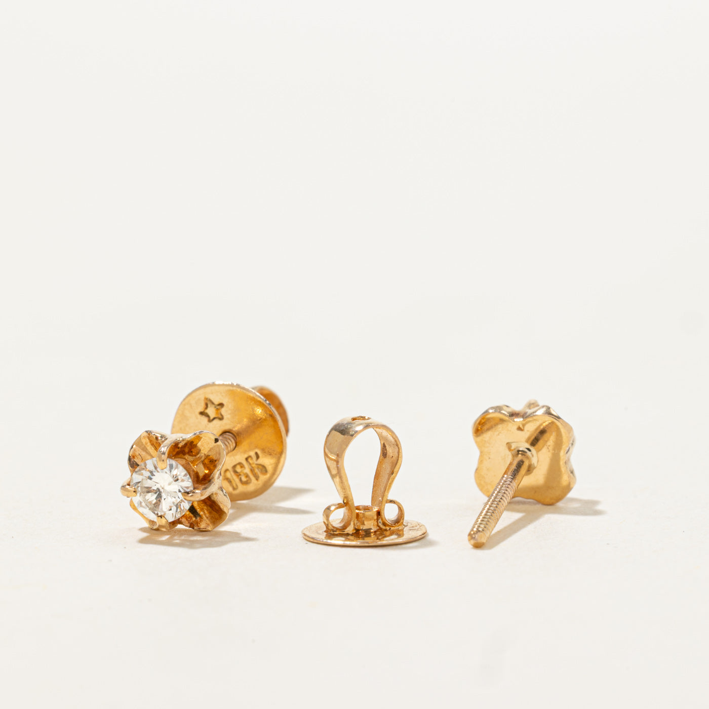 18k Belcher Set Diamond Stud Earrings | 0.32ctw