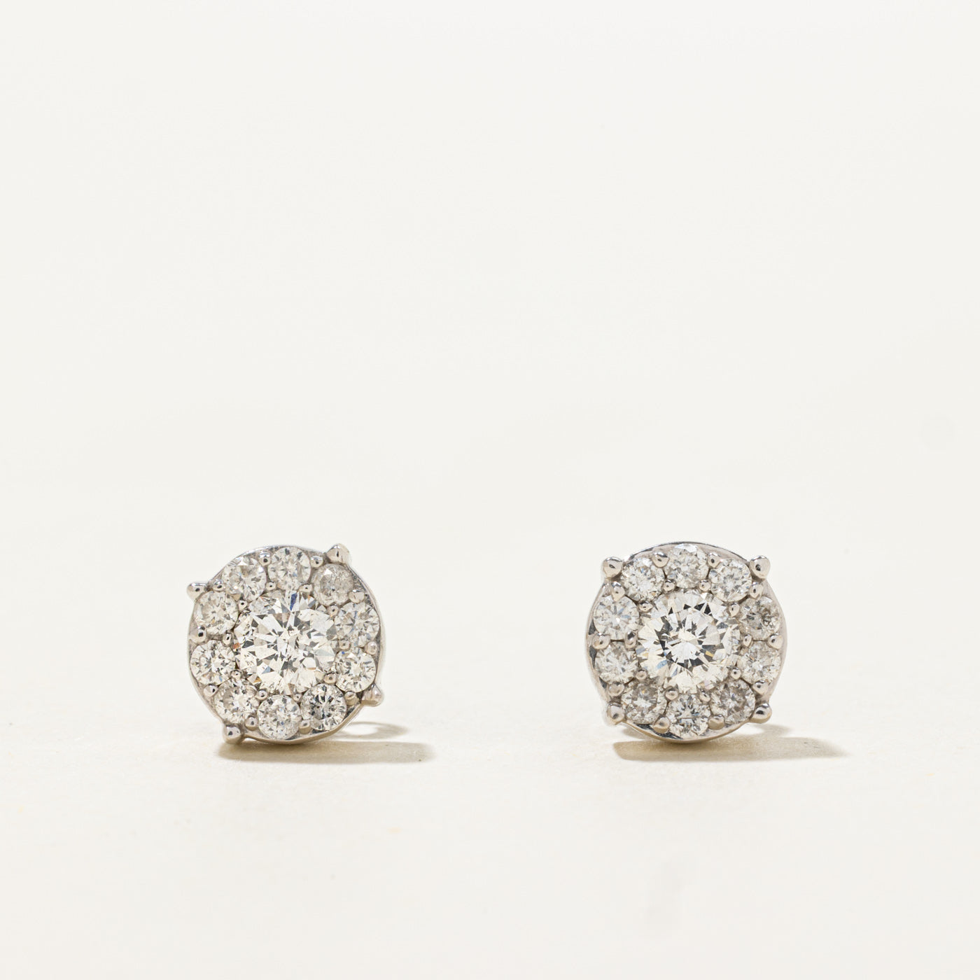 18k Diamond Halo Stud Earrings | 0.70ctw