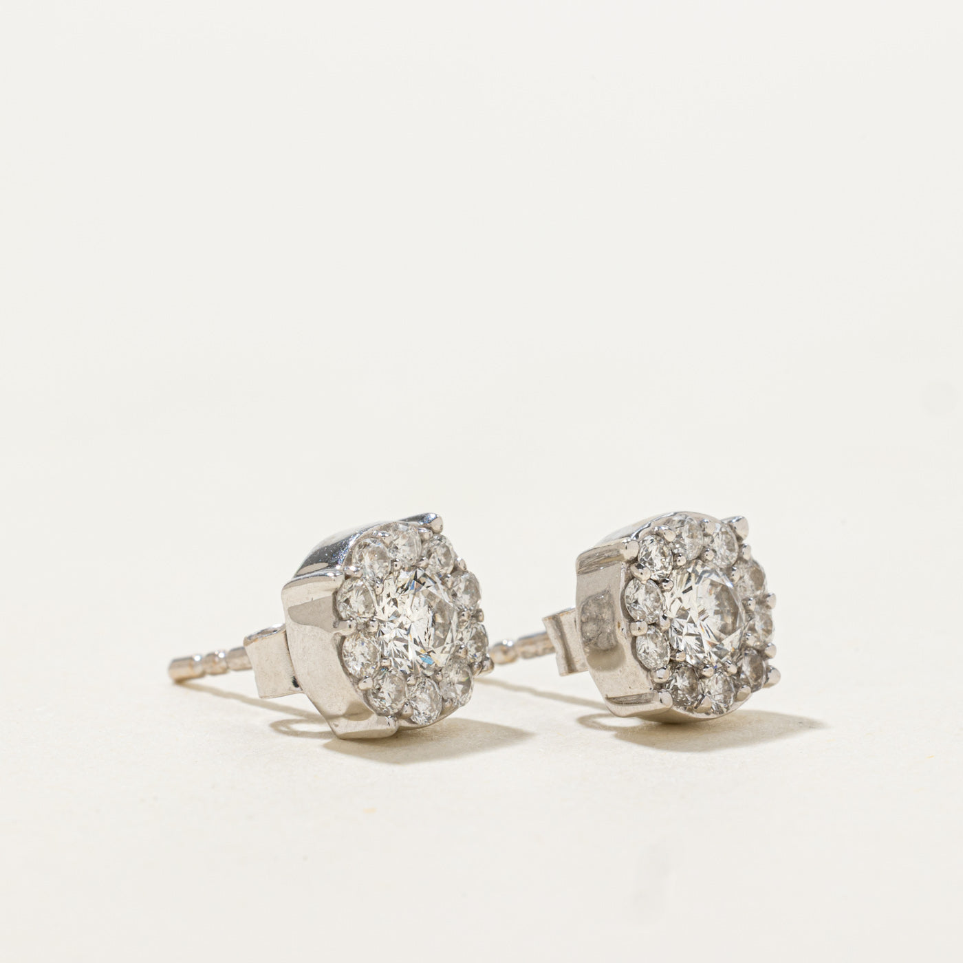 18k Diamond Halo Stud Earrings | 0.70ctw