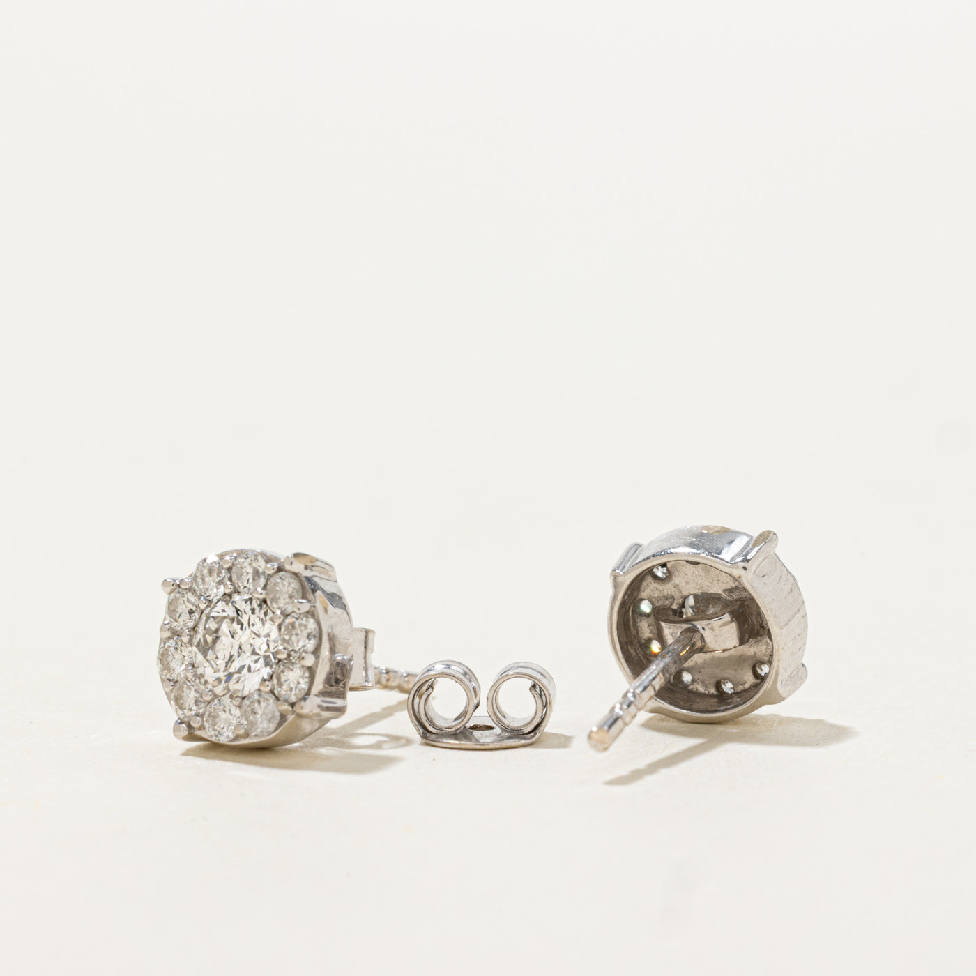 18k Diamond Halo Stud Earrings | 0.70ctw