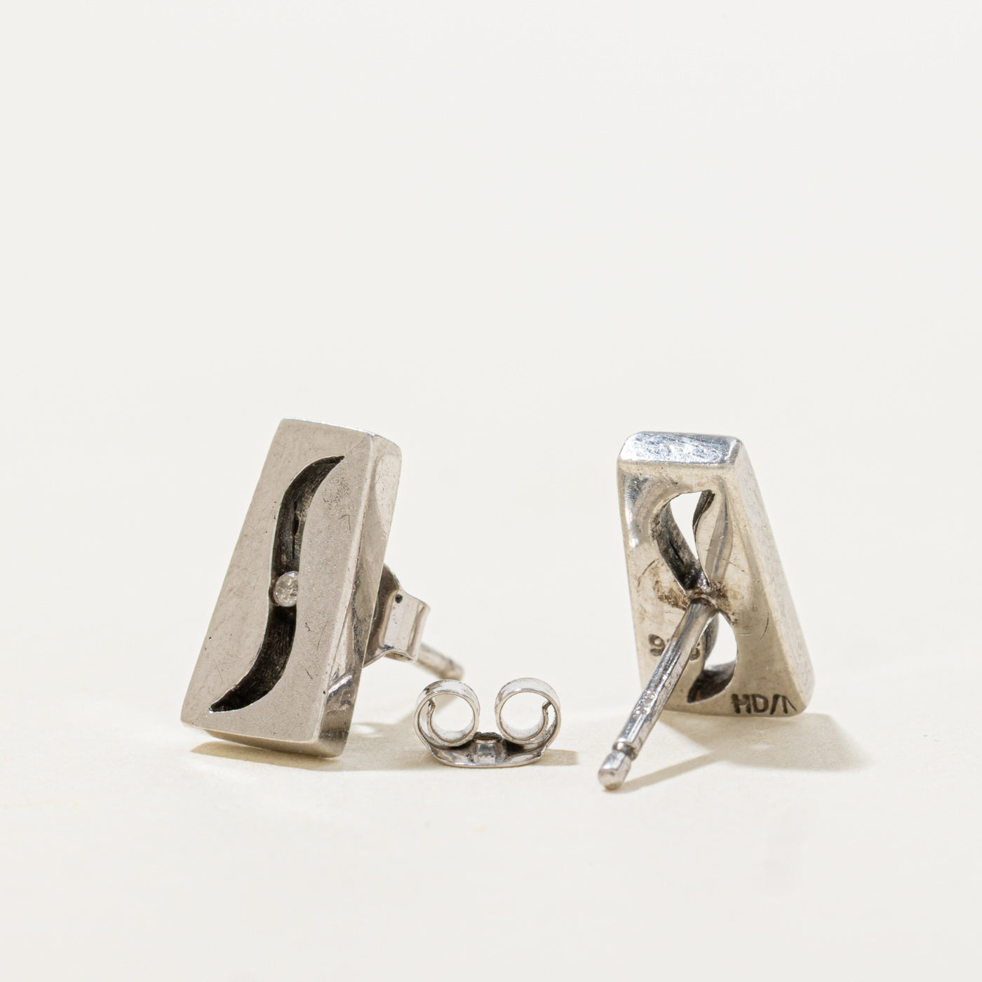 Diamond Open Wave Geometric Stud Earrings | 0.01ctw
