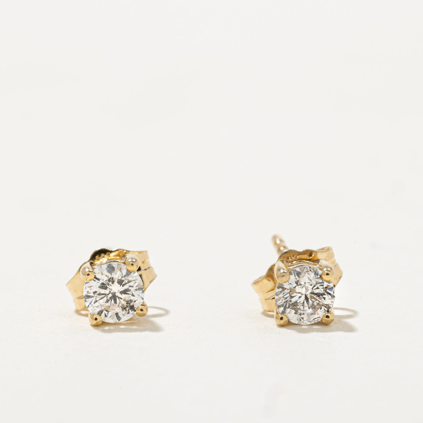 14k Solitaire Diamond Stud Earrings | 0.44ctw I1/I2 H/I