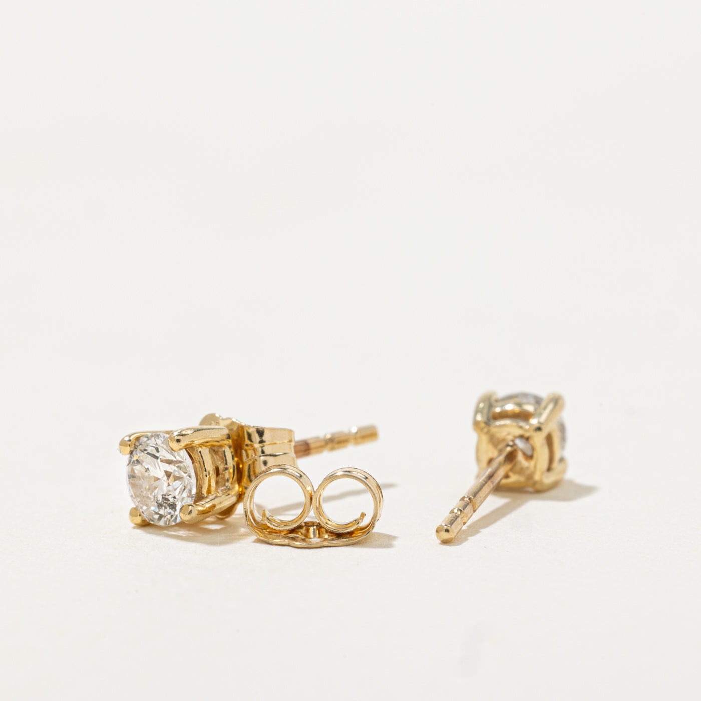 14k Solitaire Diamond Stud Earrings | 0.44ctw I1/I2 H/I