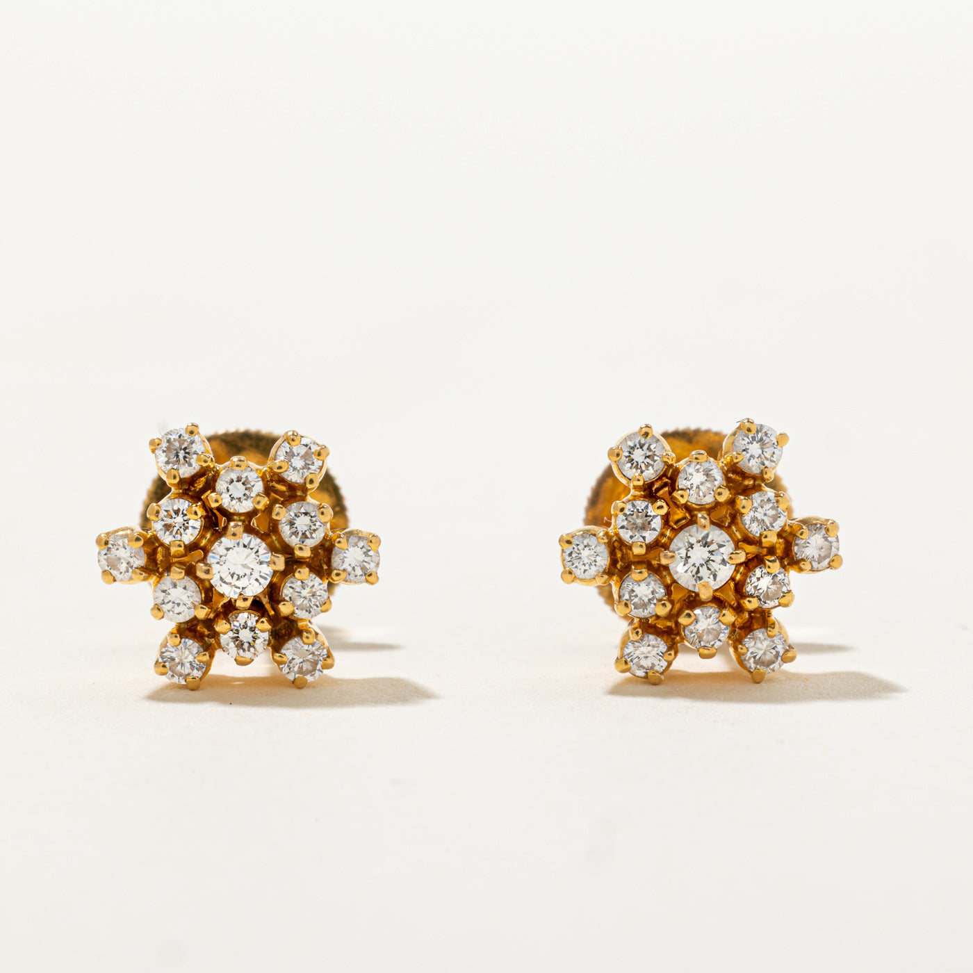 Diamond Cluster Stud Earrings | 0.72ctw