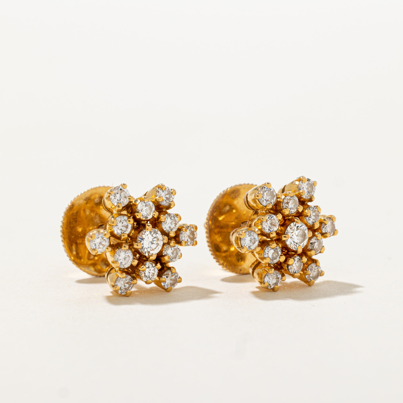 Diamond Cluster Stud Earrings | 0.72ctw
