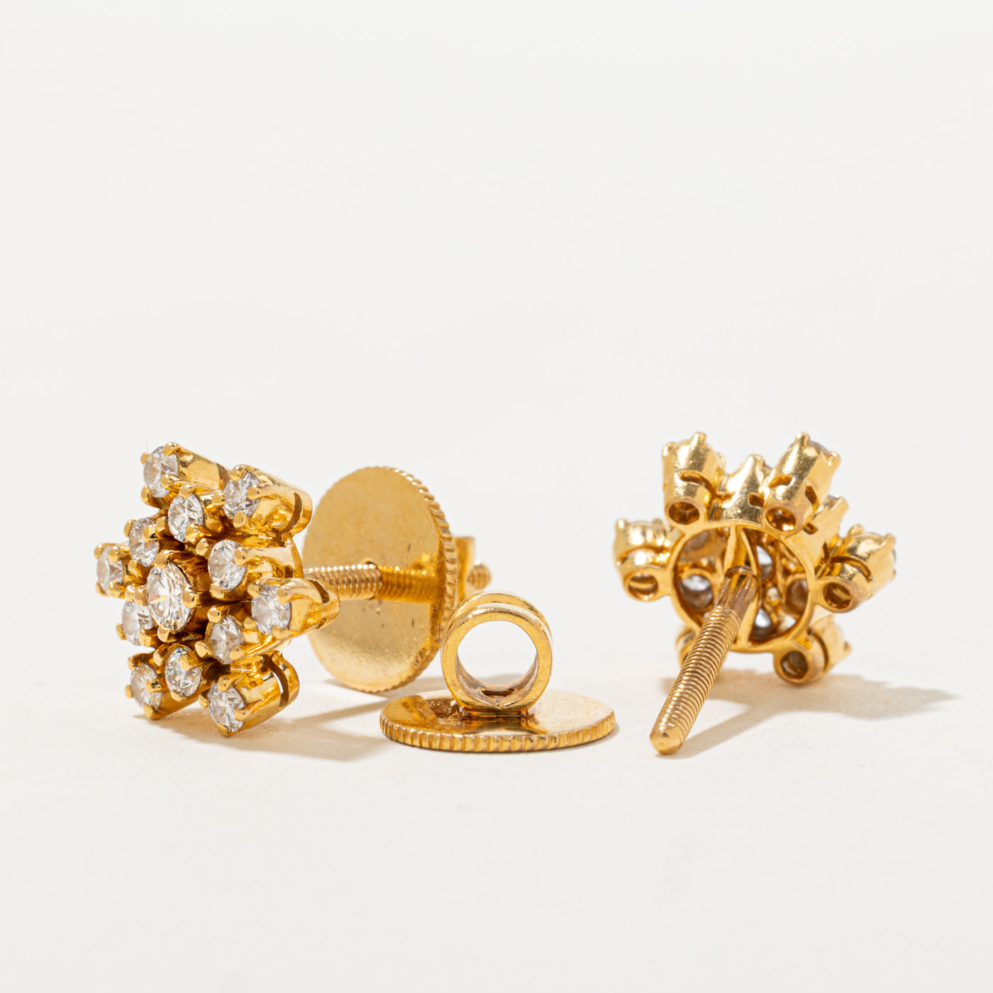Diamond Cluster Stud Earrings | 0.72ctw