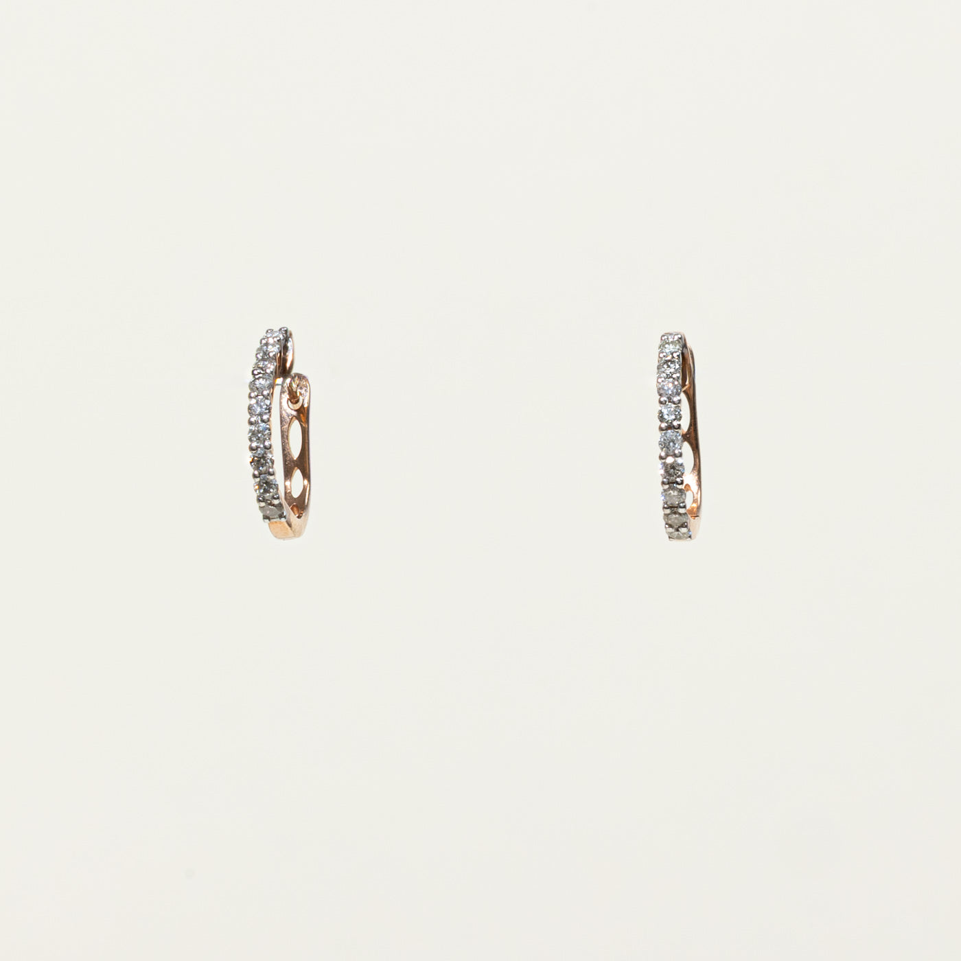 10k Rose Gold Diamond Huggie Earrings | 0.36ctw