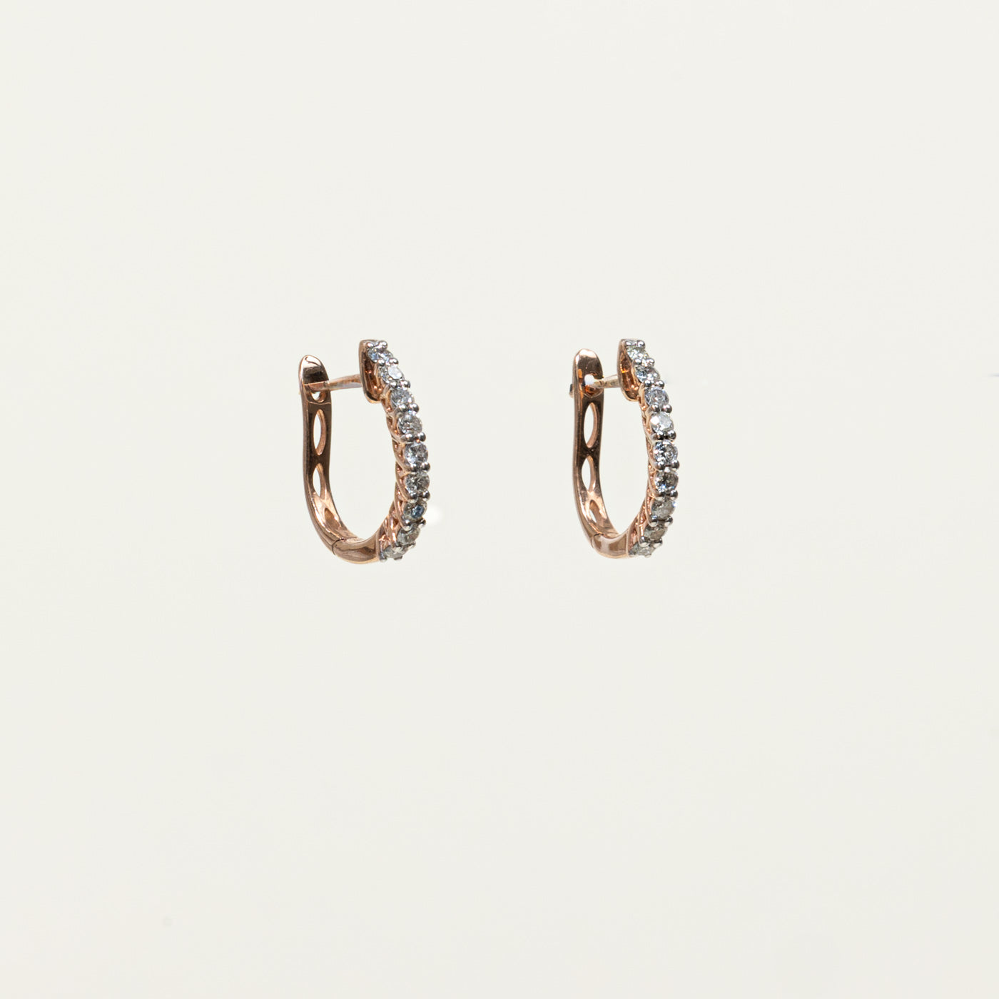 10k Rose Gold Diamond Huggie Earrings | 0.36ctw