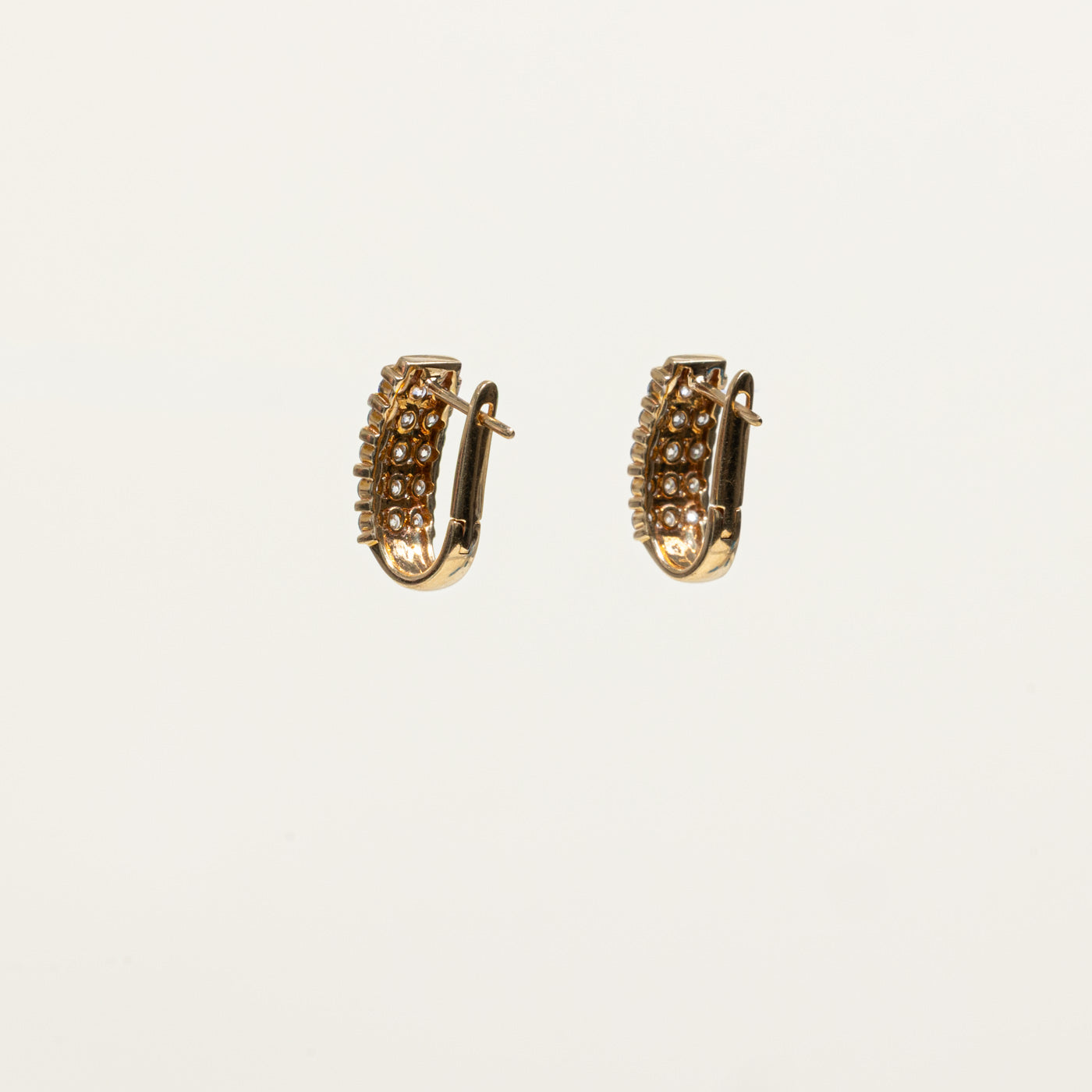 10k Channel Set Diamond Multi Row Hoop Earrings | 0.84ctw