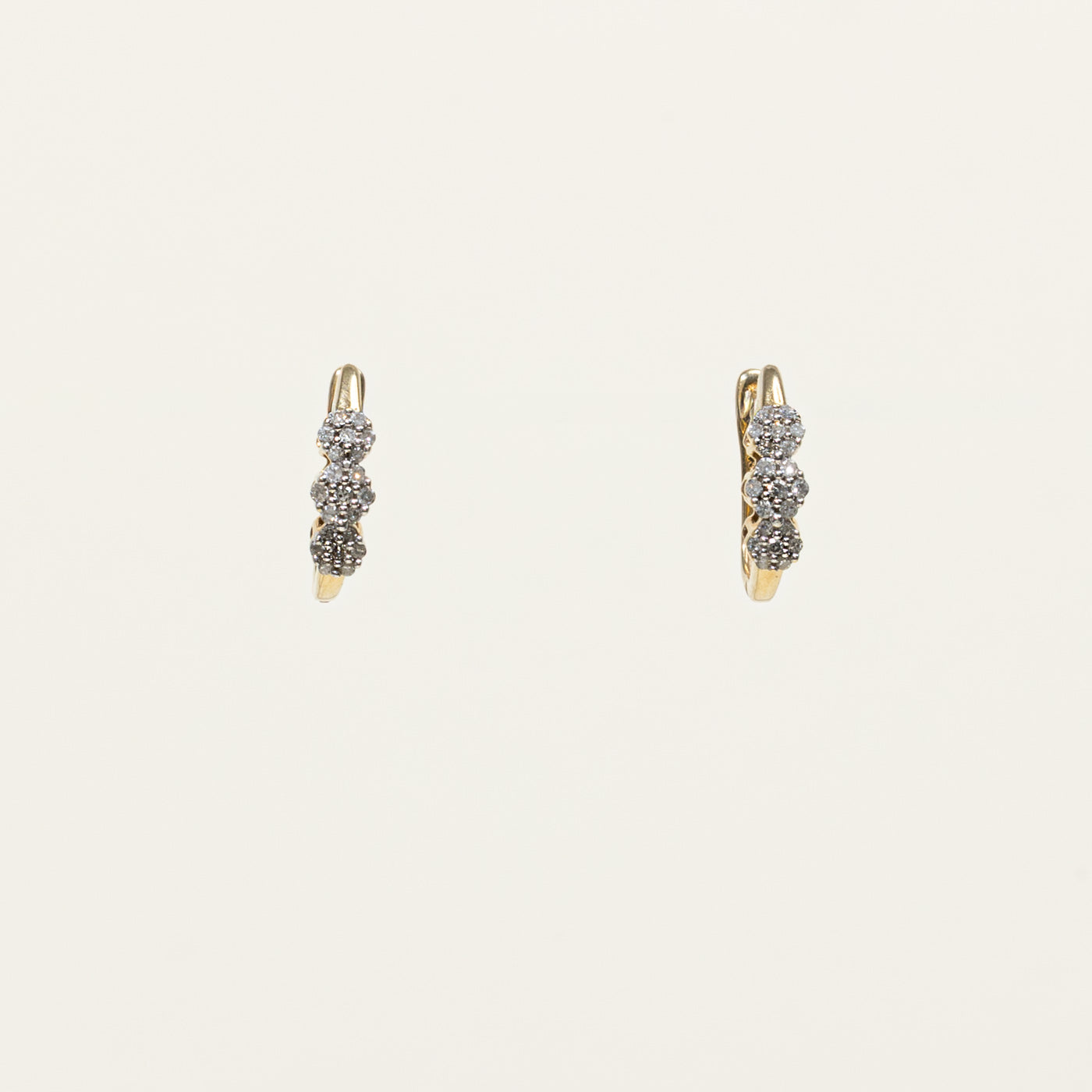 10k Diamond Multi Cluster Huggie Earrings | 0.14ctw