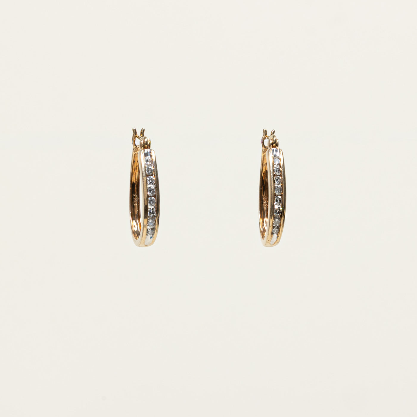10k Channel Set Diamond Hoop Earrings | 0.40ctw