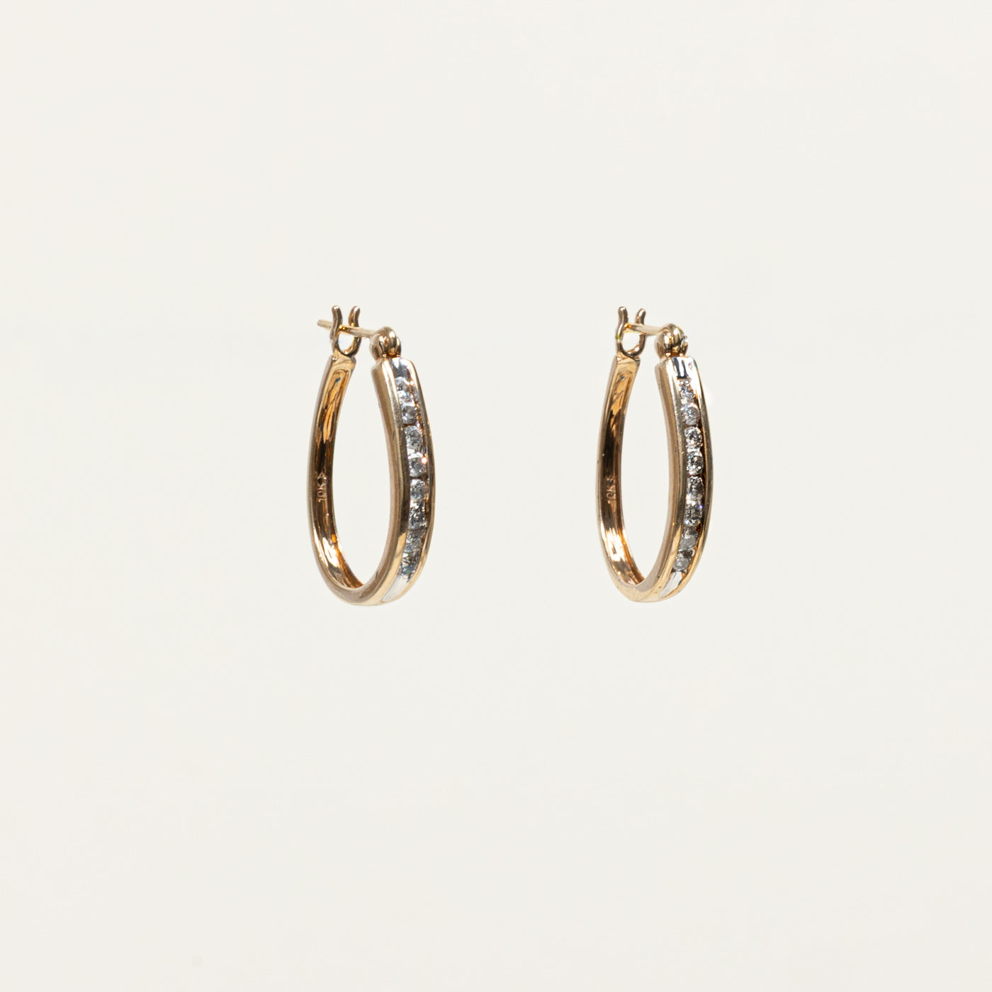 10k Channel Set Diamond Hoop Earrings | 0.40ctw