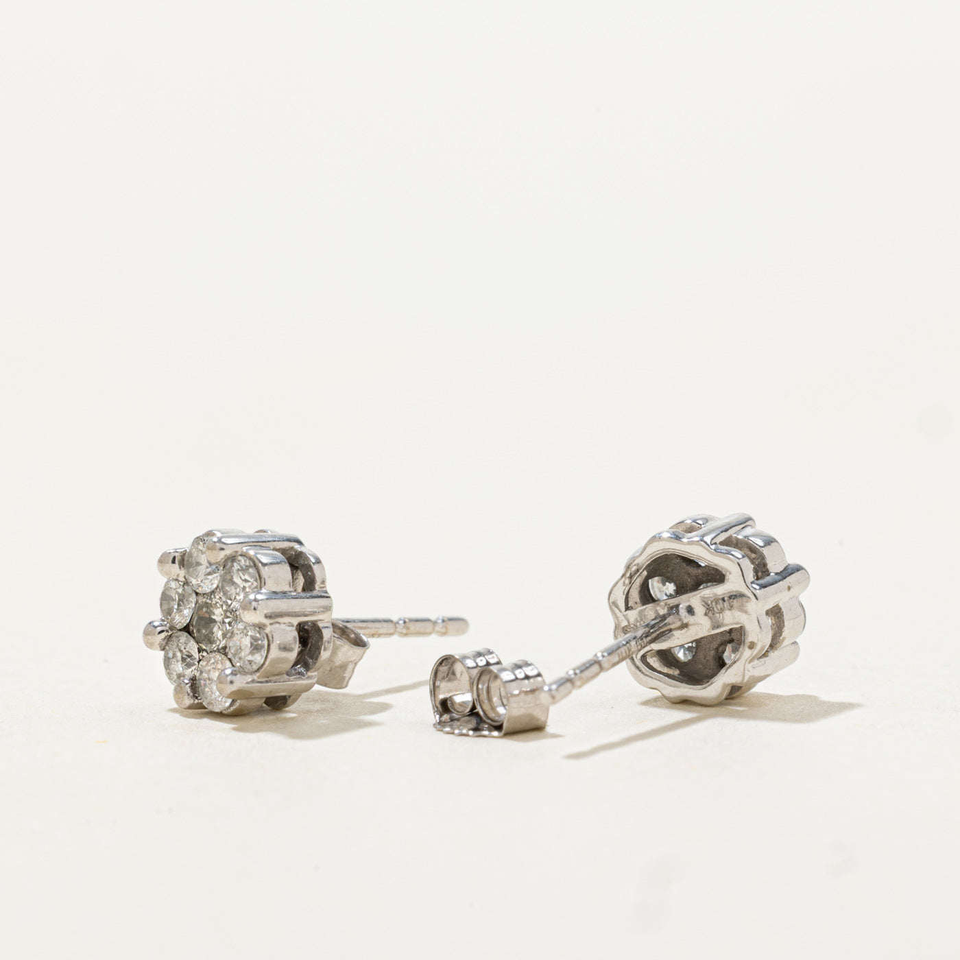 10k Diamond Floral Cluster Stud Earrings | 0.38ctw