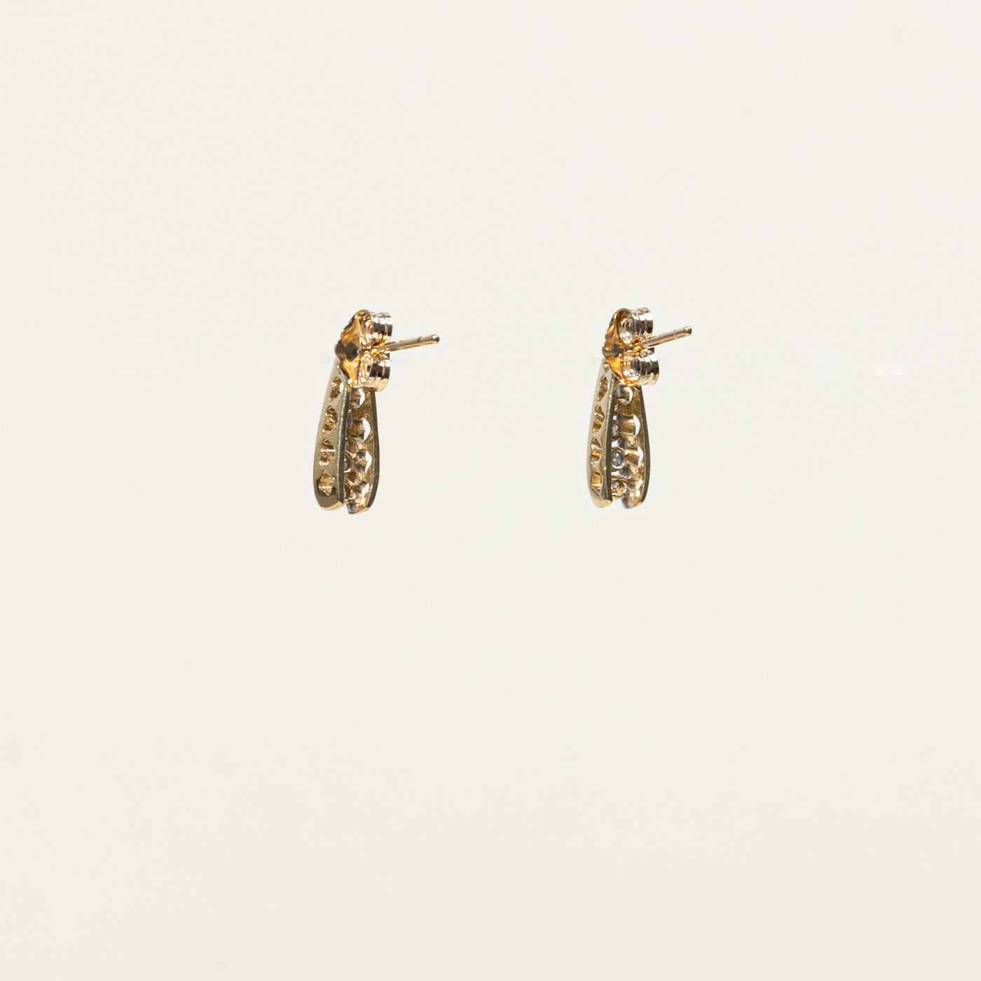 10k Channel Set Diamond Bar Stud Earrings | 0.09ctw