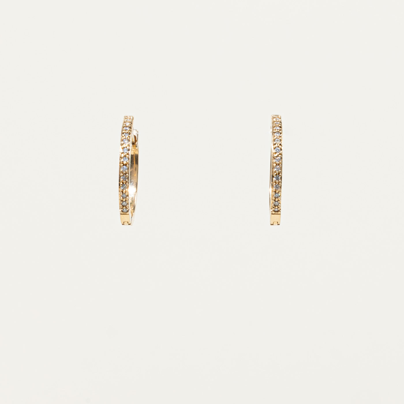 14k Pavé Set Diamond Thin Hoop Earrings | 0.14ctw