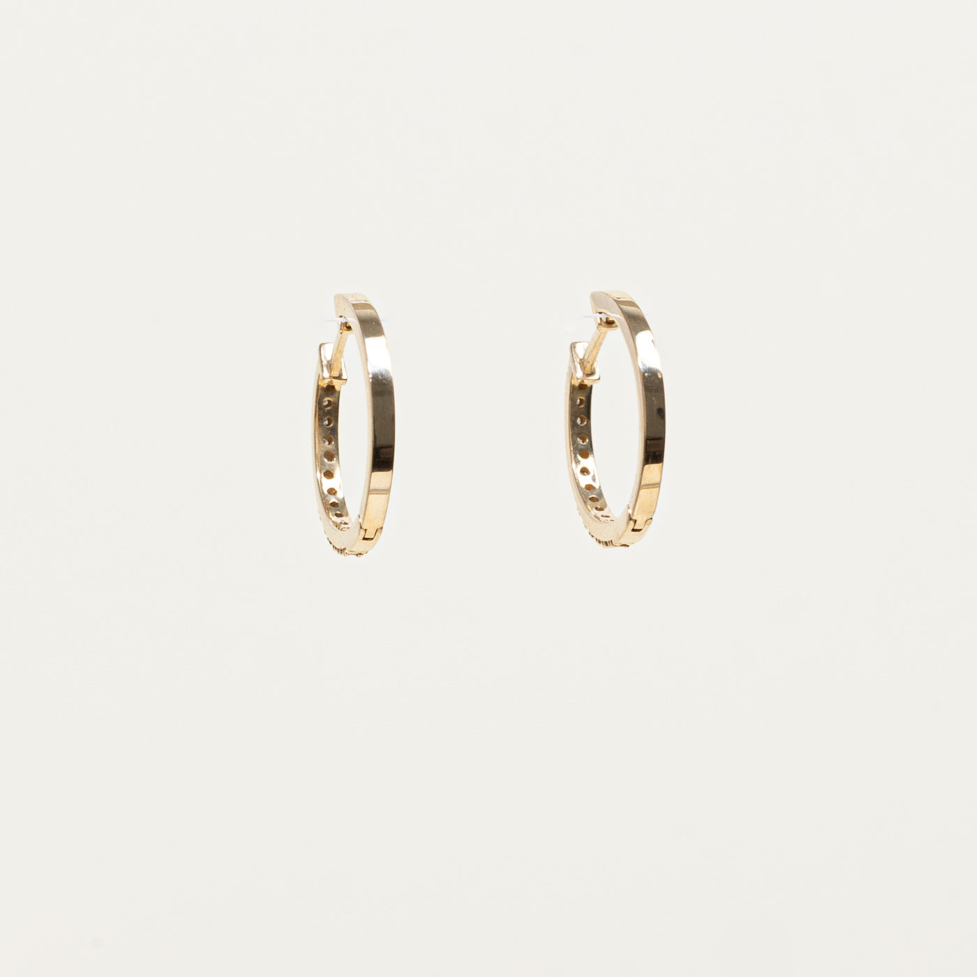 14k Pavé Set Diamond Thin Hoop Earrings | 0.14ctw