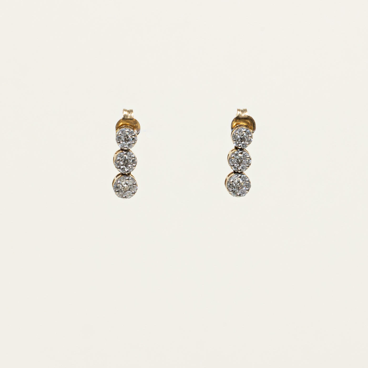 14k Diamond Multi Cluster Drop Earrings | 0.32ctw