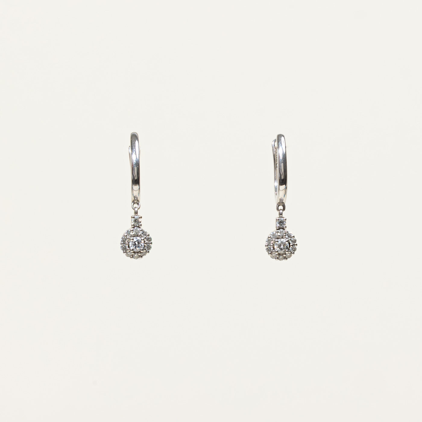 14k Diamond Halo Drop Earrings | 0.39ctw
