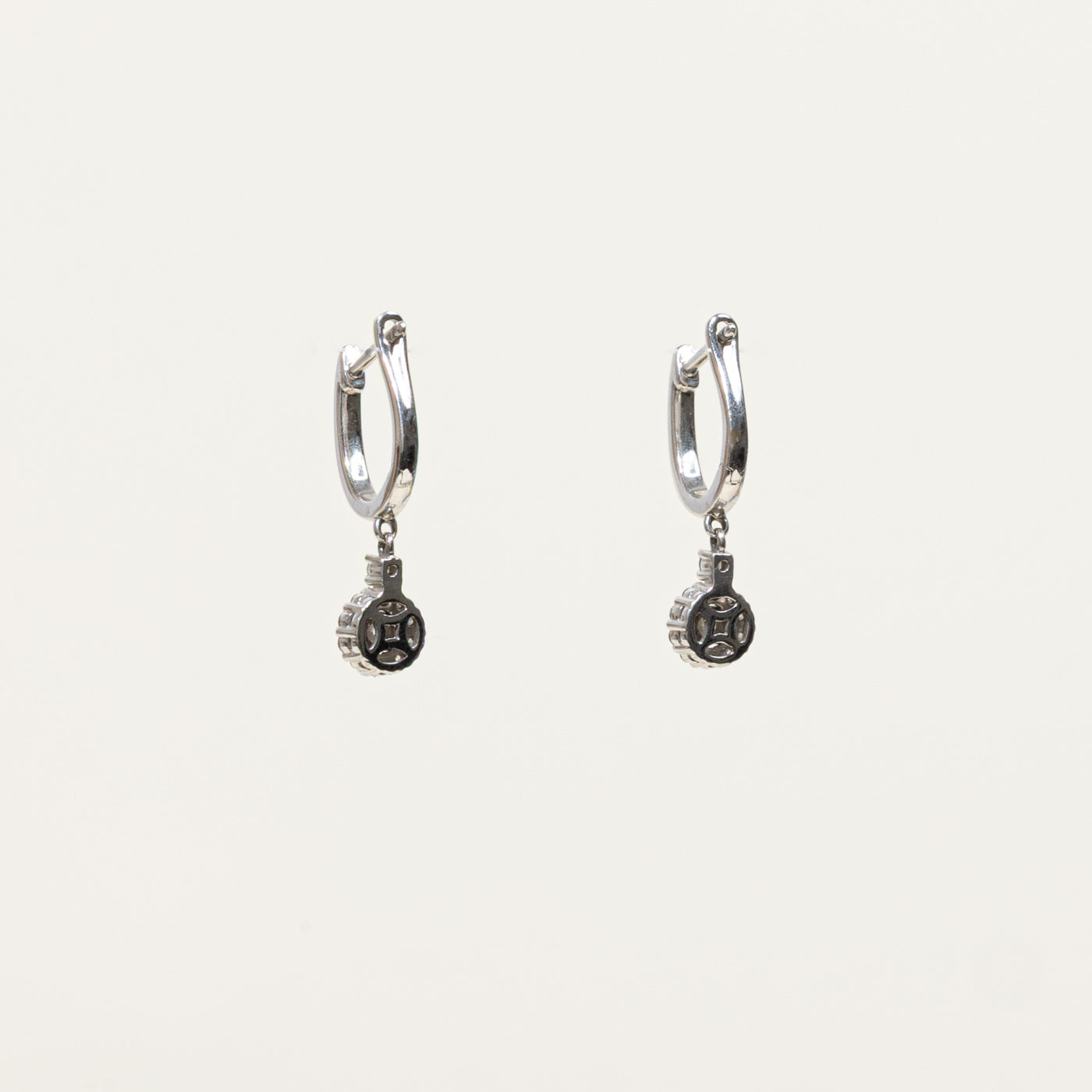14k Diamond Halo Drop Earrings | 0.39ctw