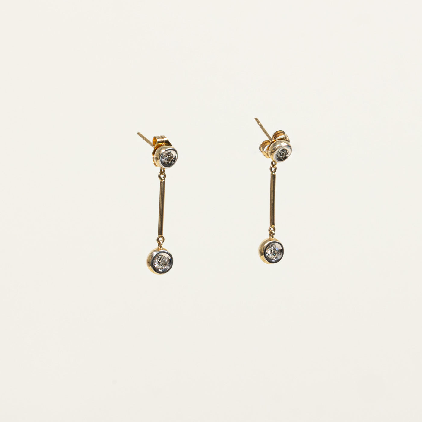 14k Bezel Set Diamond Drop Earrings | 0.17ctw