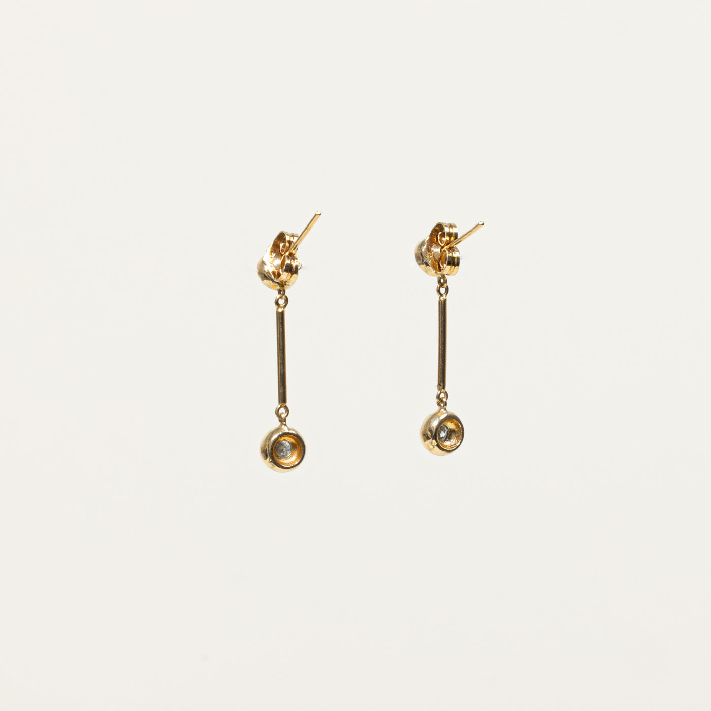 14k Bezel Set Diamond Drop Earrings | 0.17ctw