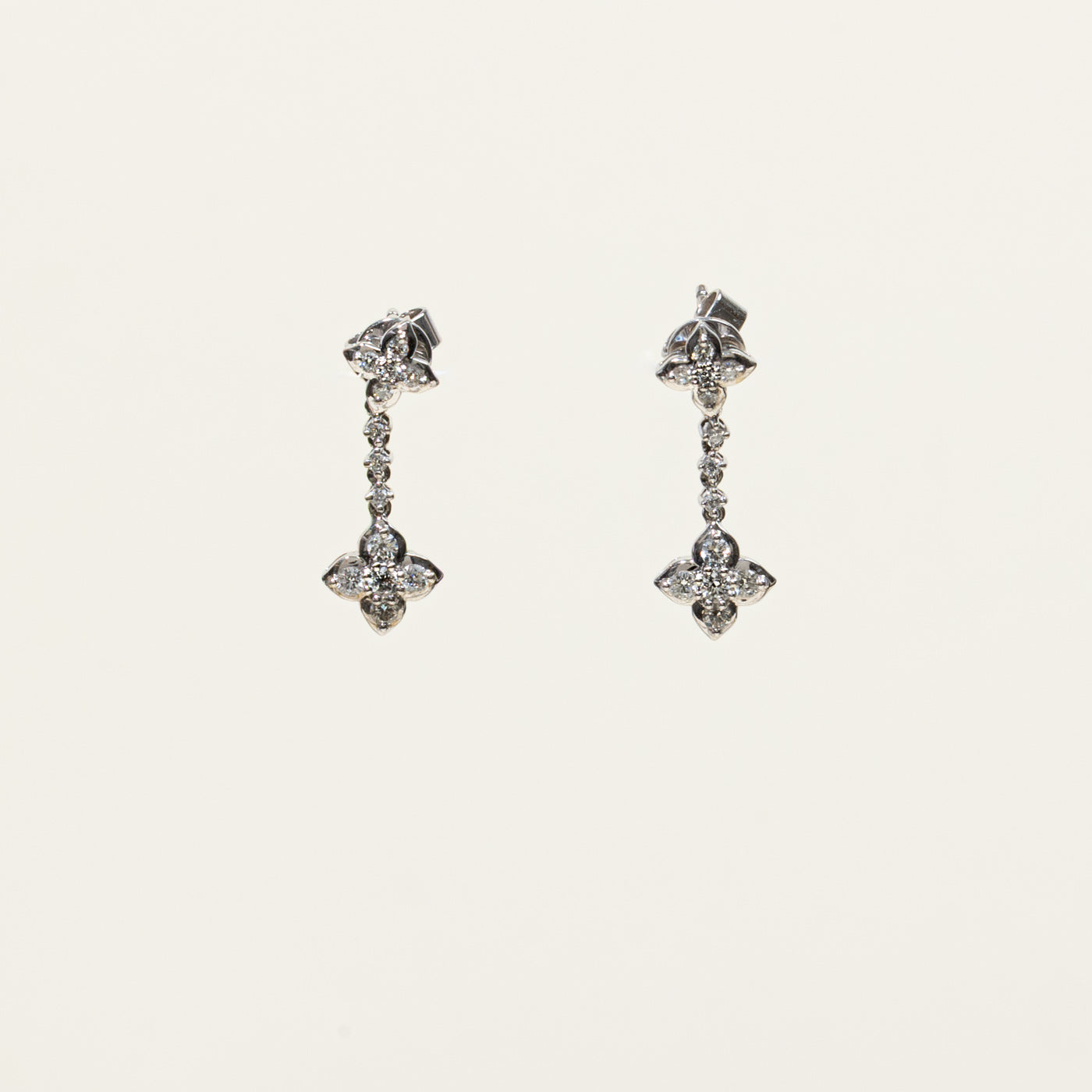 14k Diamond Floral Cluster Drop Earrings | 0.40ctw