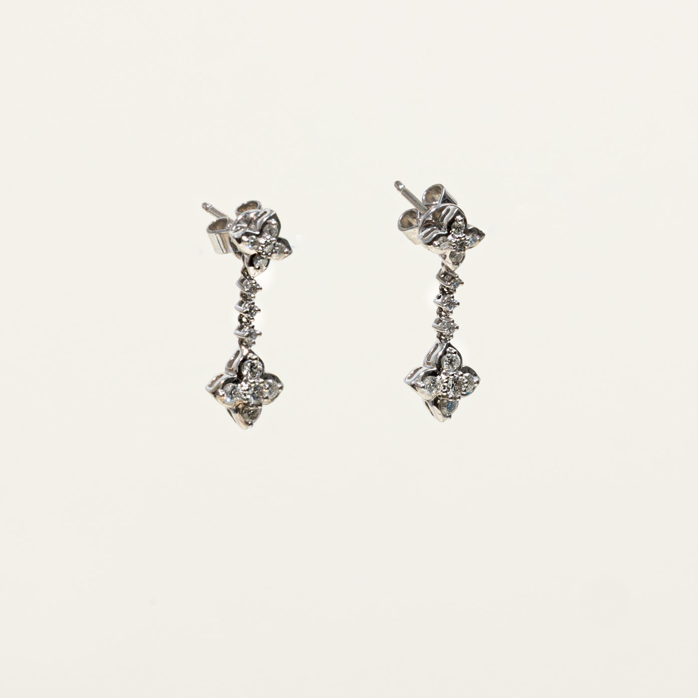 14k Diamond Floral Cluster Drop Earrings | 0.40ctw