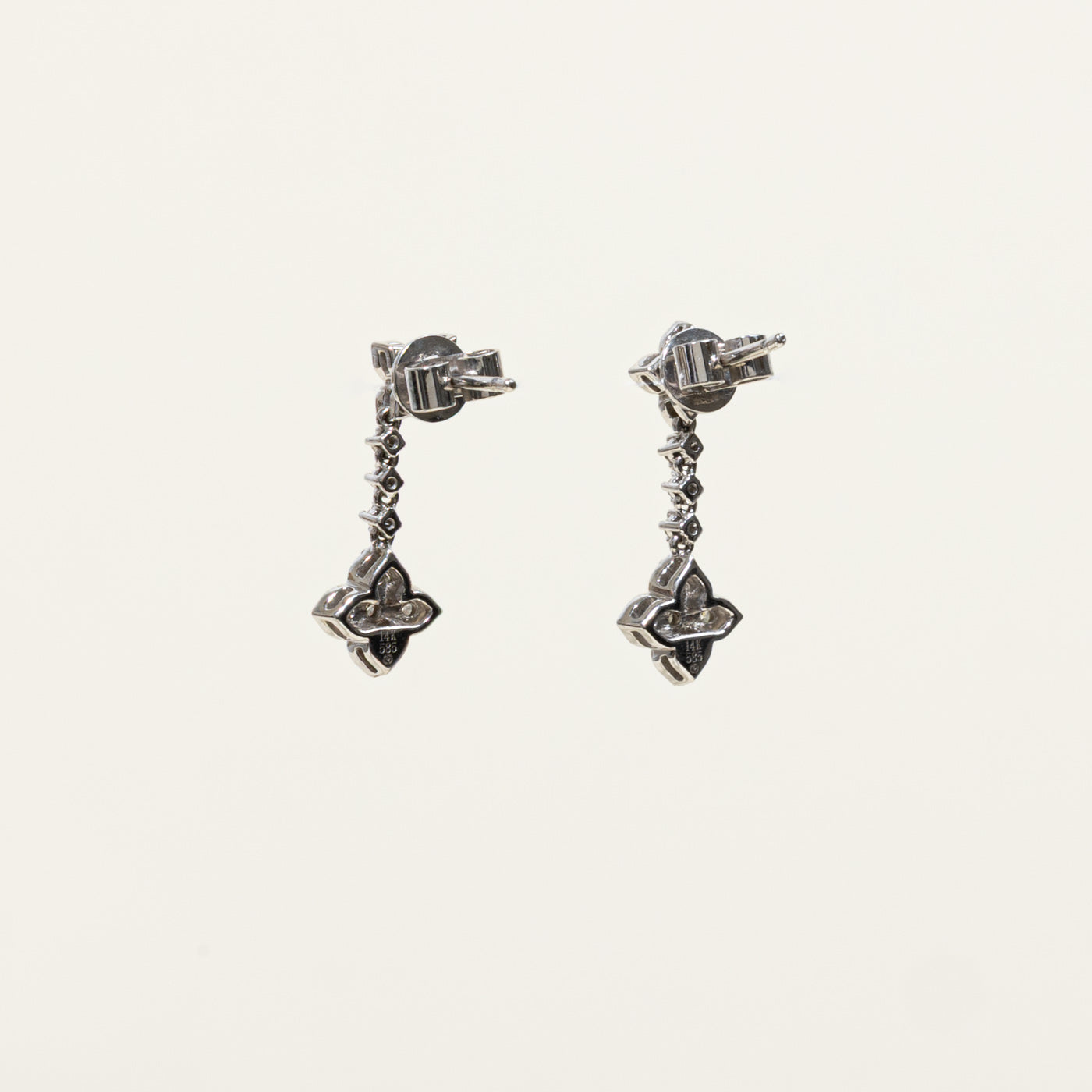 14k Diamond Floral Cluster Drop Earrings | 0.40ctw