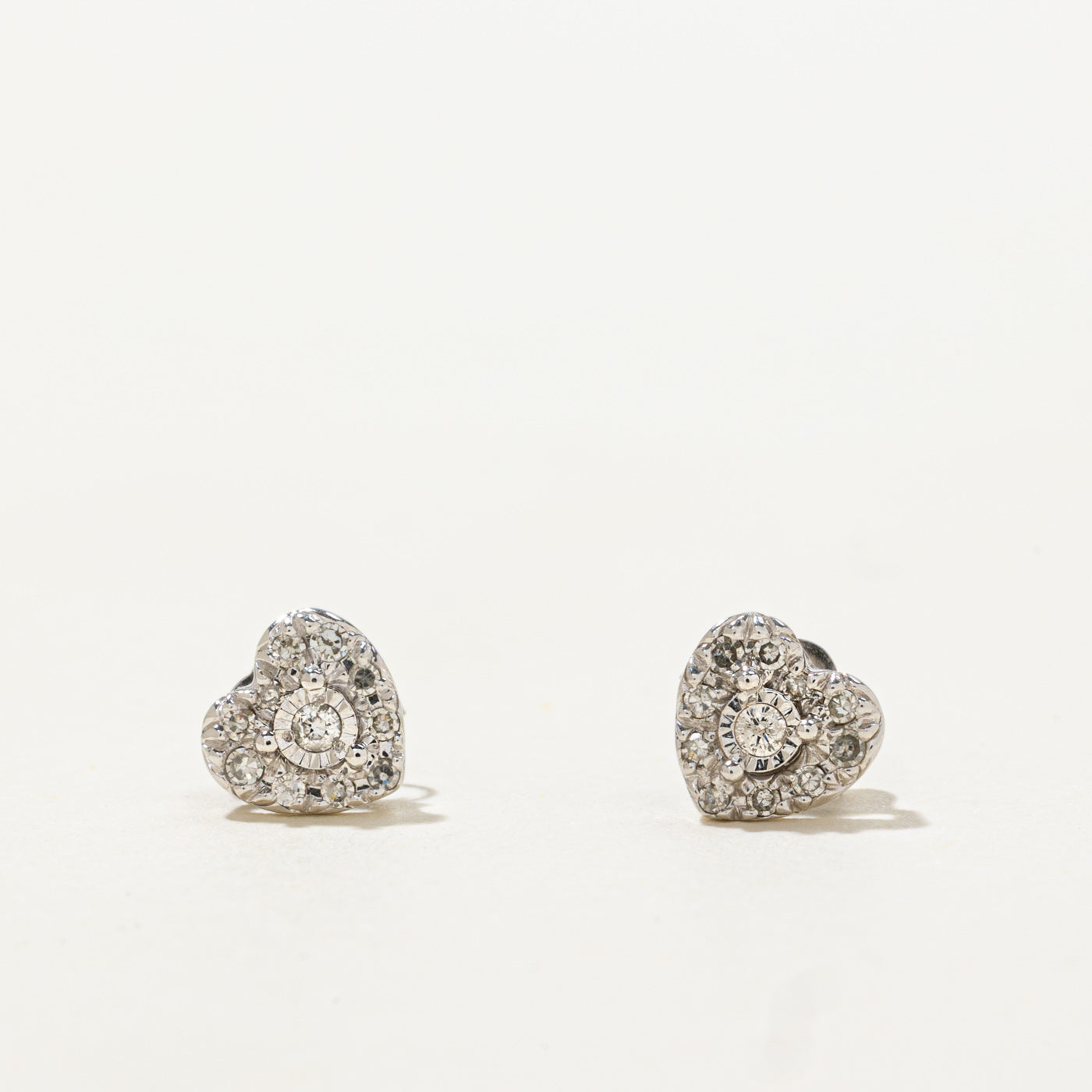 10k Diamond Heart Cluster Stud Earrings | 0.08ctw